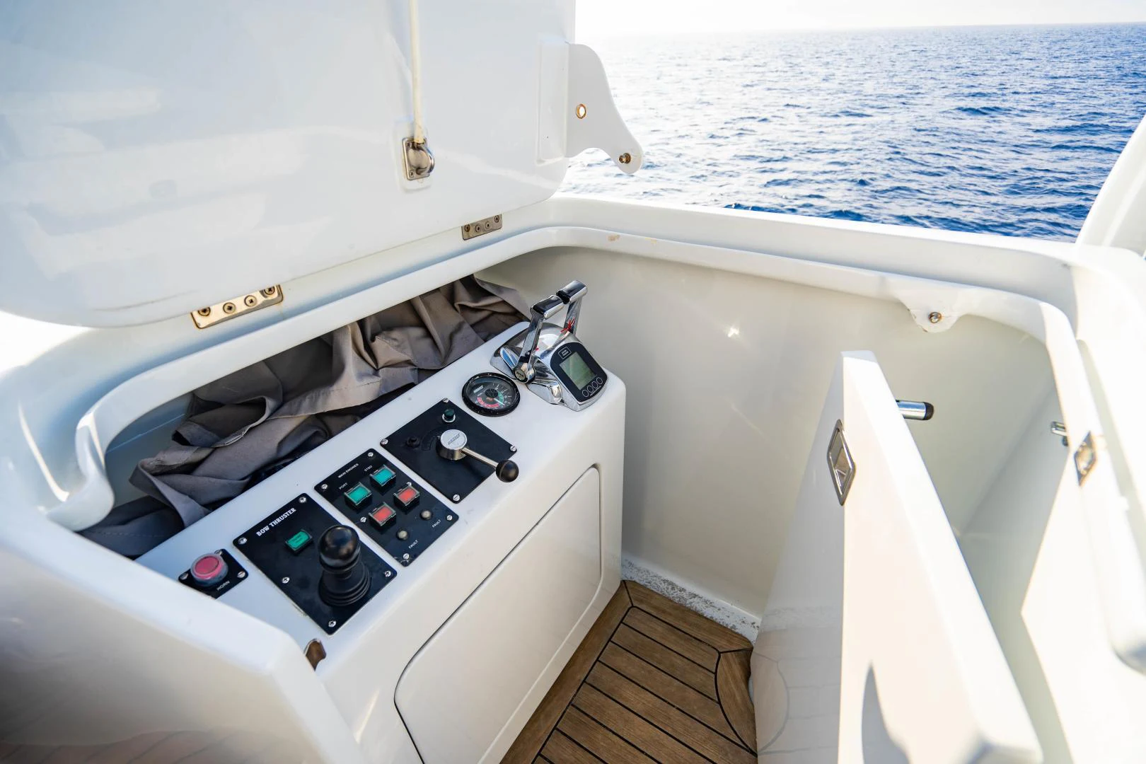 a boat with a phone on the front aboard MY SPIRIT Yacht for Sale