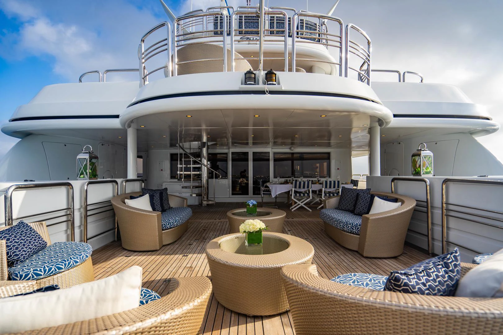 a large white boat on a boat aboard MY SPIRIT Yacht for Sale