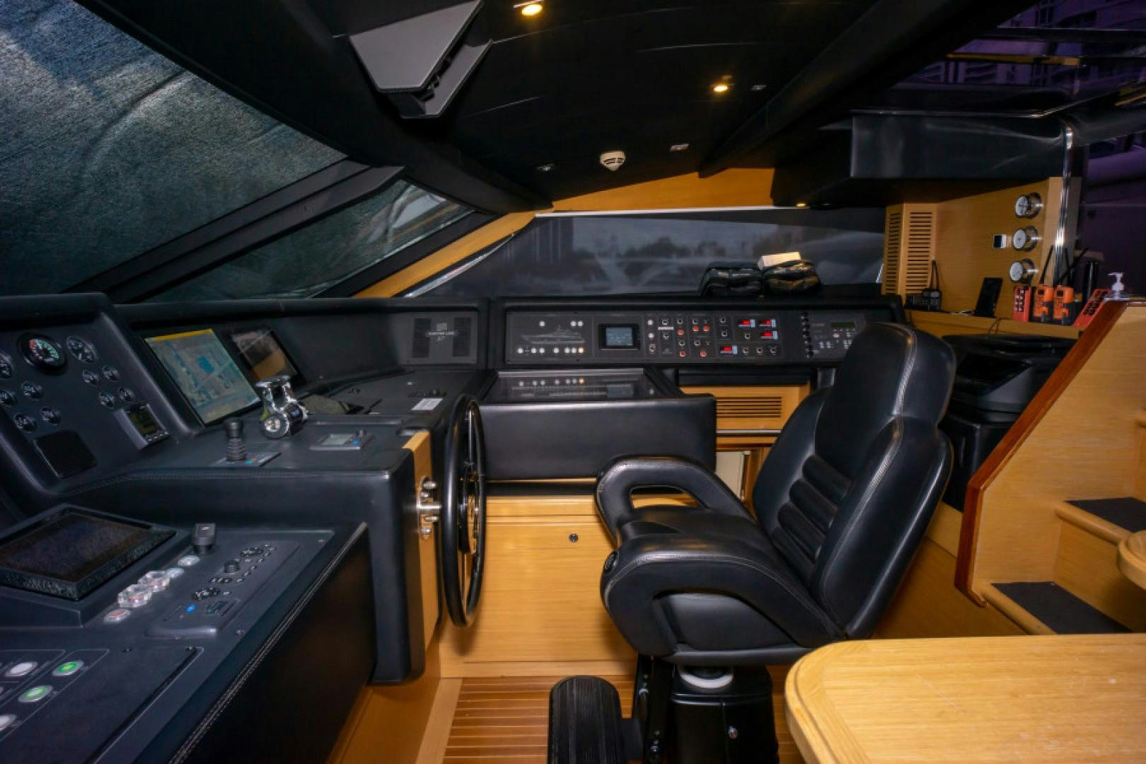 a cockpit of an airplane aboard ADAR Yacht for Sale
