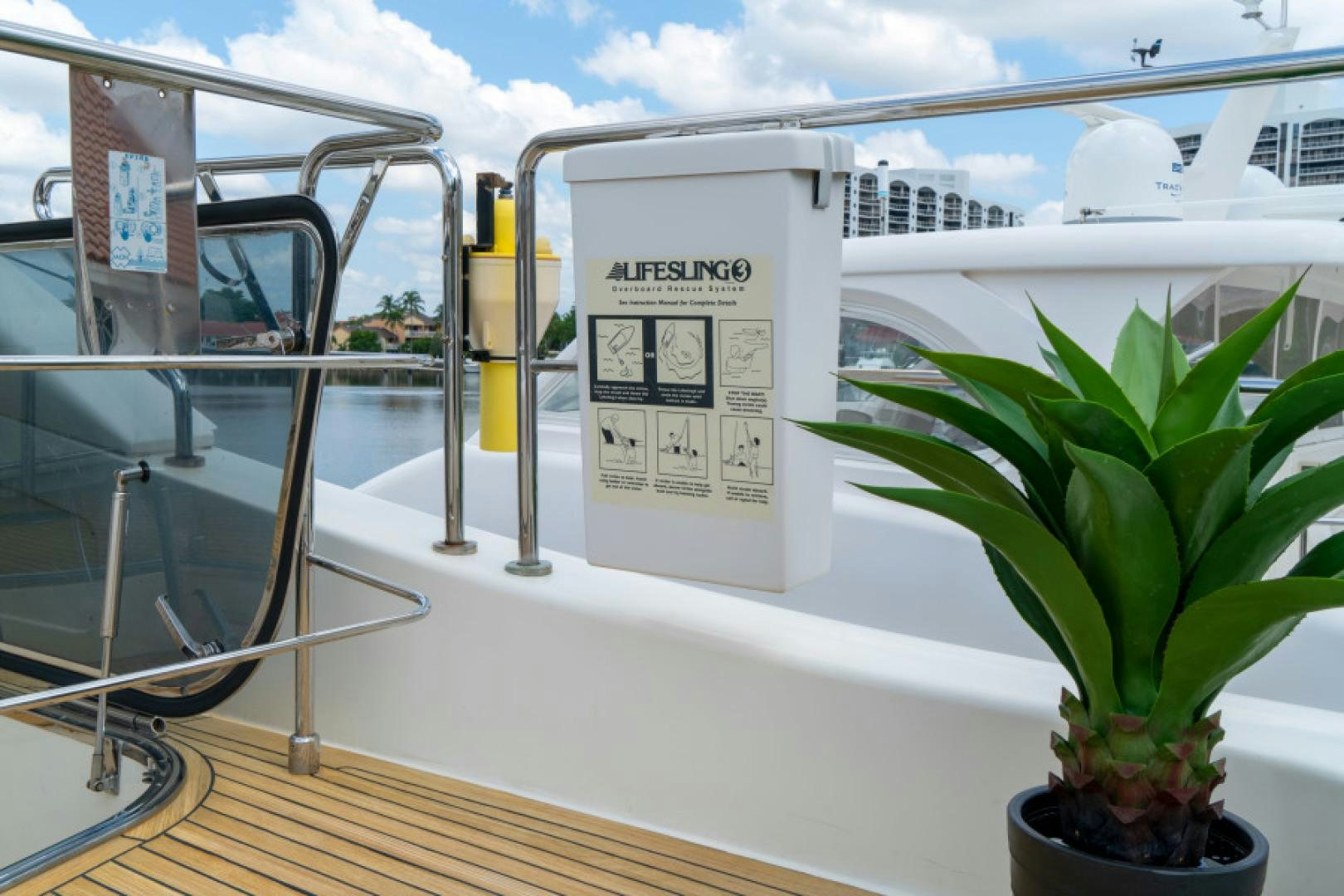 a white box with a plant inside aboard ADAR Yacht for Sale