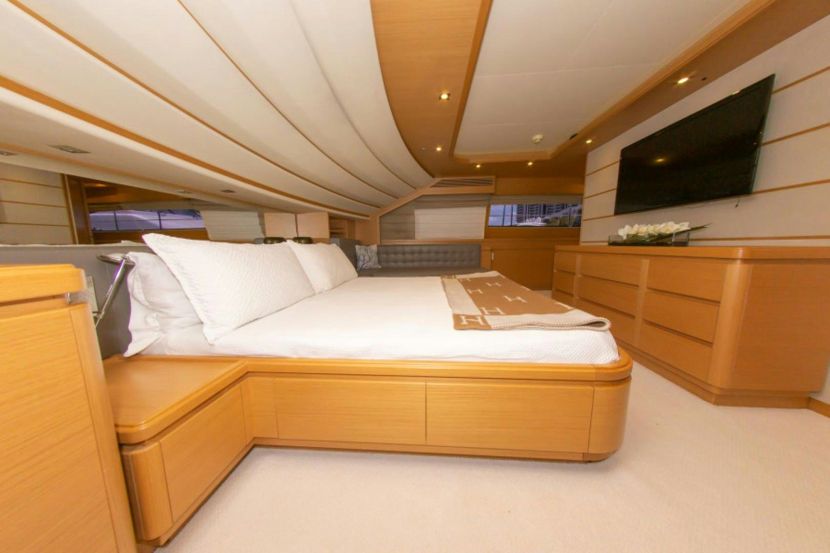 a bed in a room aboard ADAR Yacht for Sale