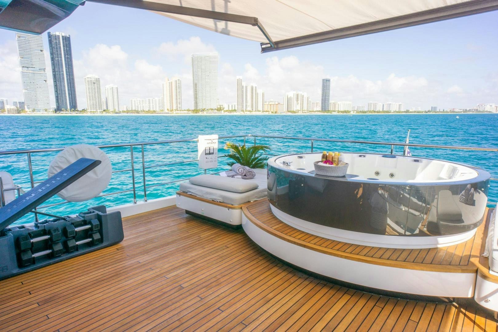 a boat on a deck aboard RINA Yacht for Sale