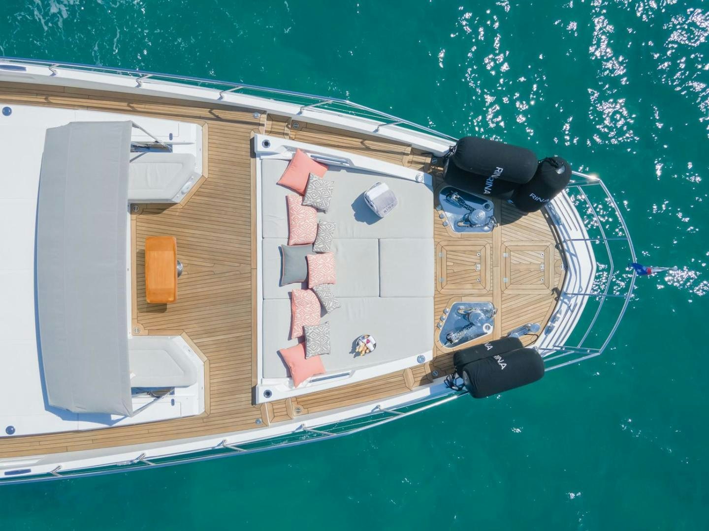 a boat with a dog on it aboard RINA Yacht for Sale