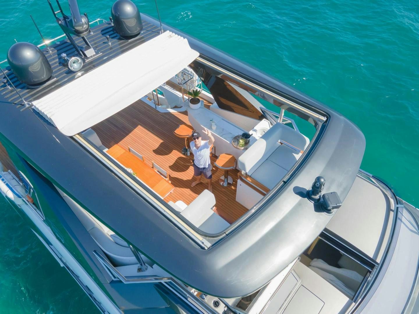 a group of people in a boat aboard RINA Yacht for Sale