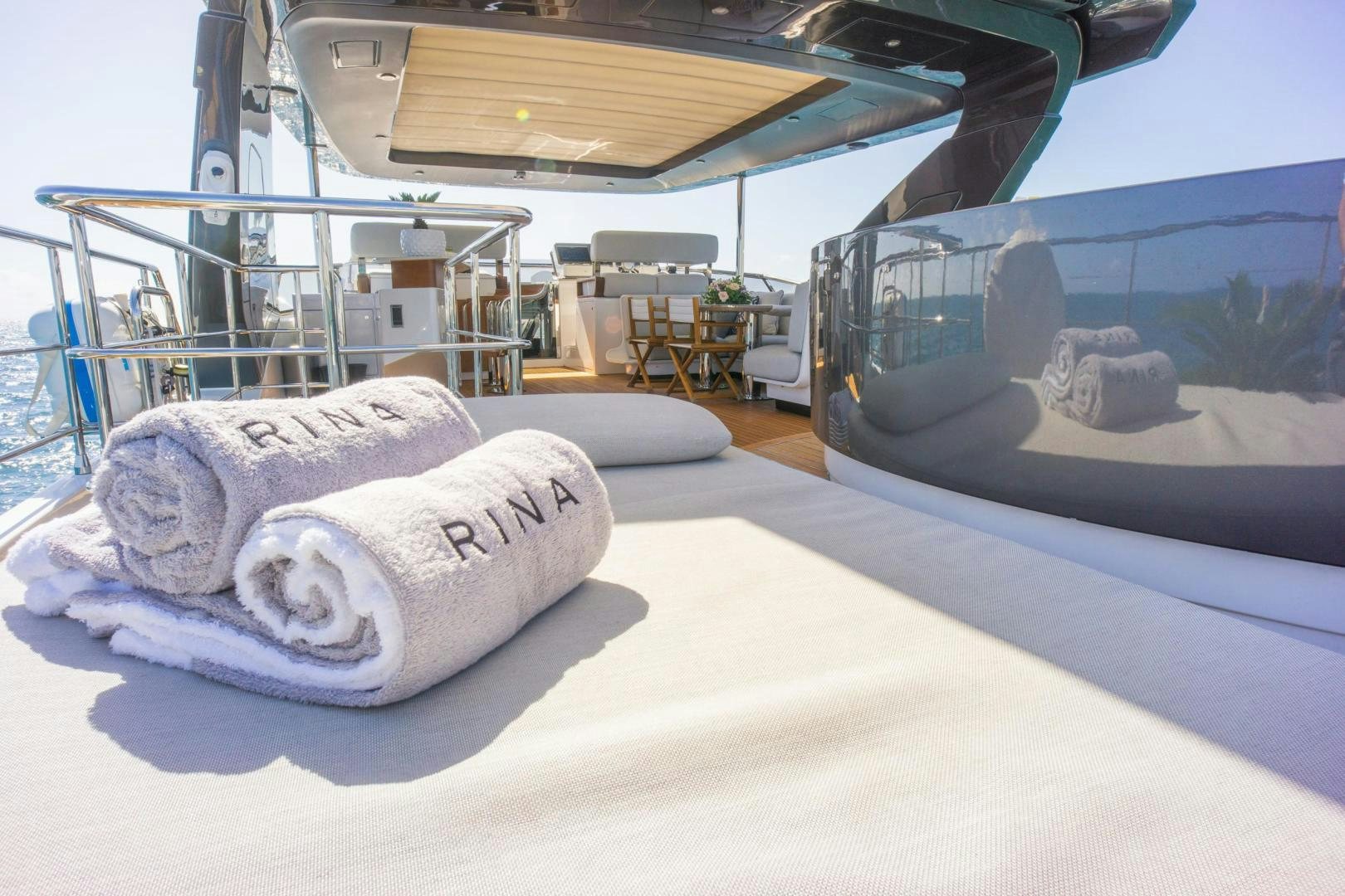 a large snake on a concrete floor aboard RINA Yacht for Sale