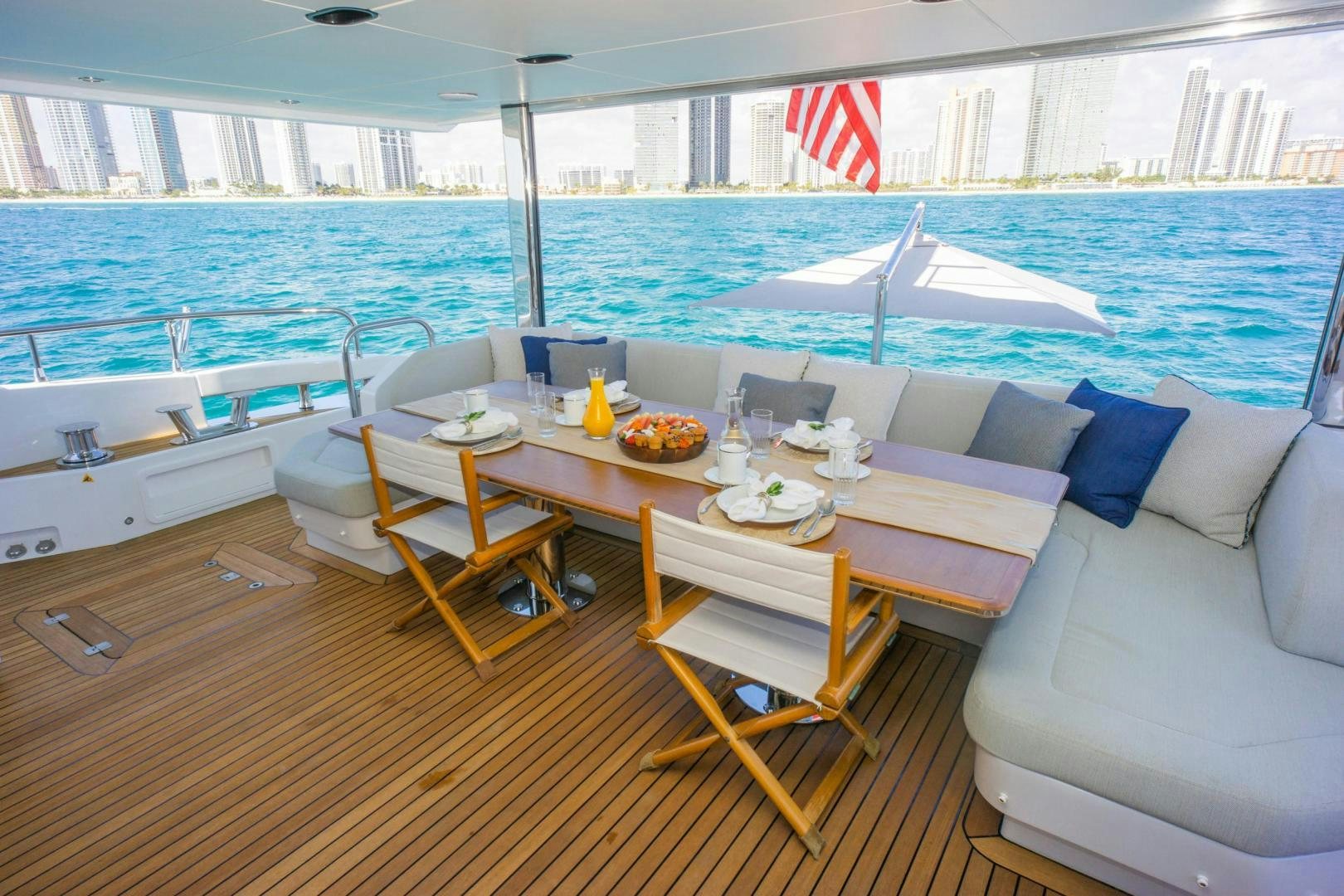 a table on a boat aboard RINA Yacht for Sale