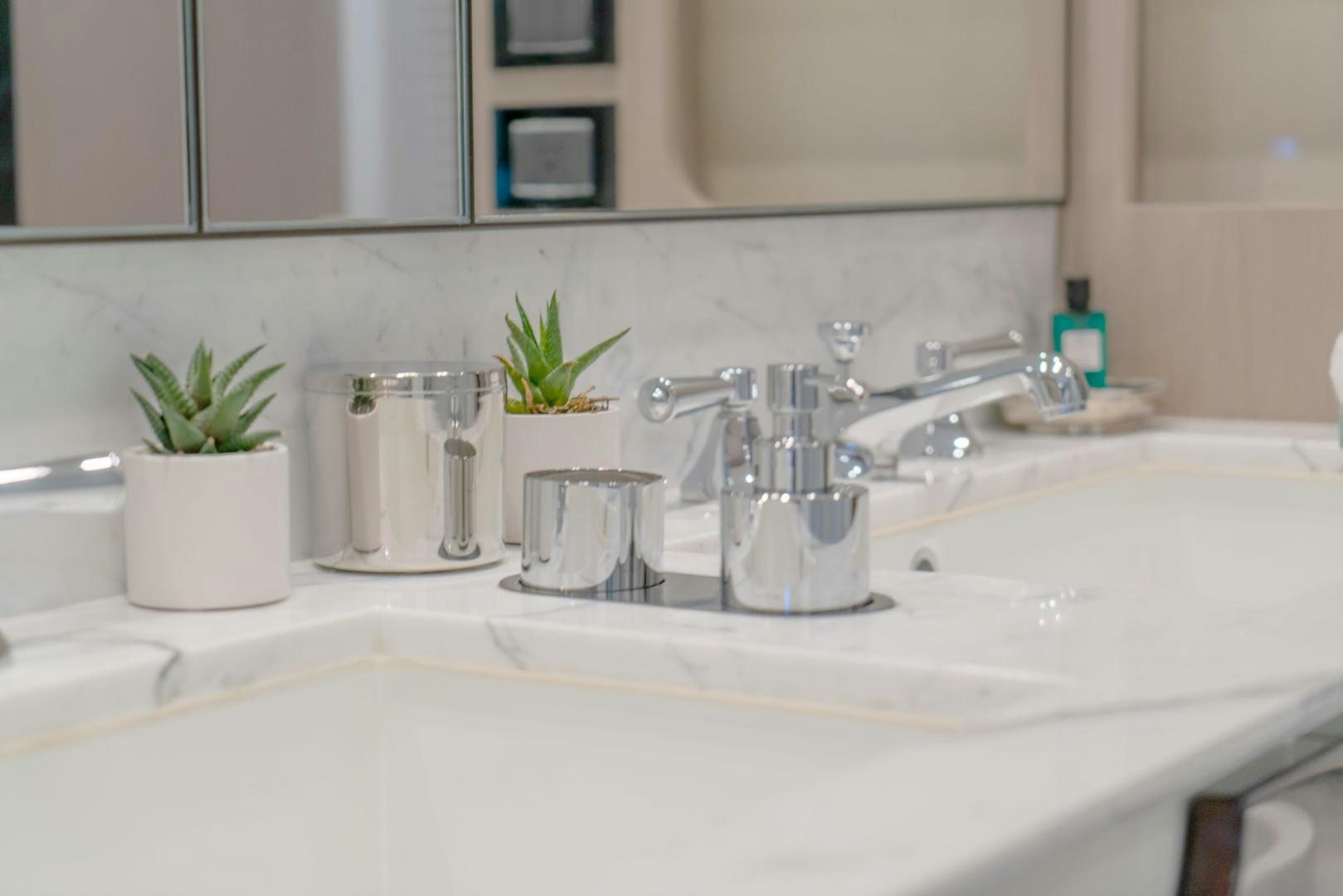 a sink with a few plants in it aboard RINA Yacht for Sale