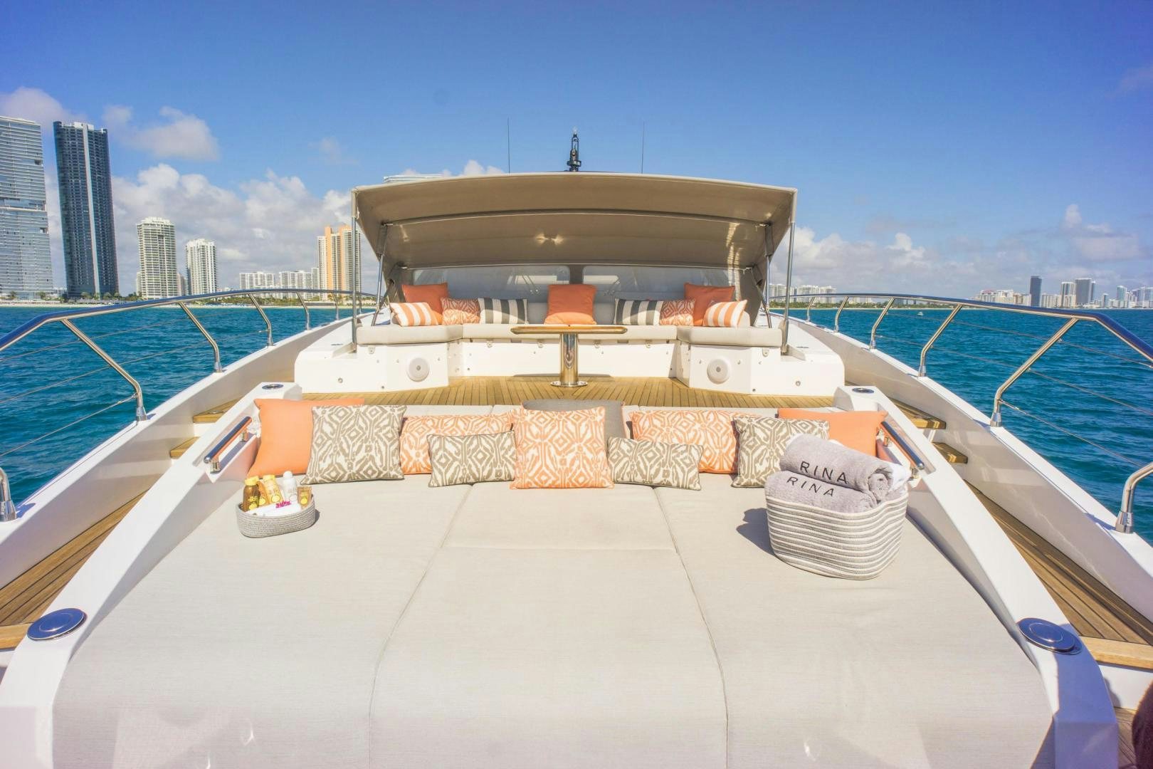 a boat with bricks on the deck aboard RINA Yacht for Sale