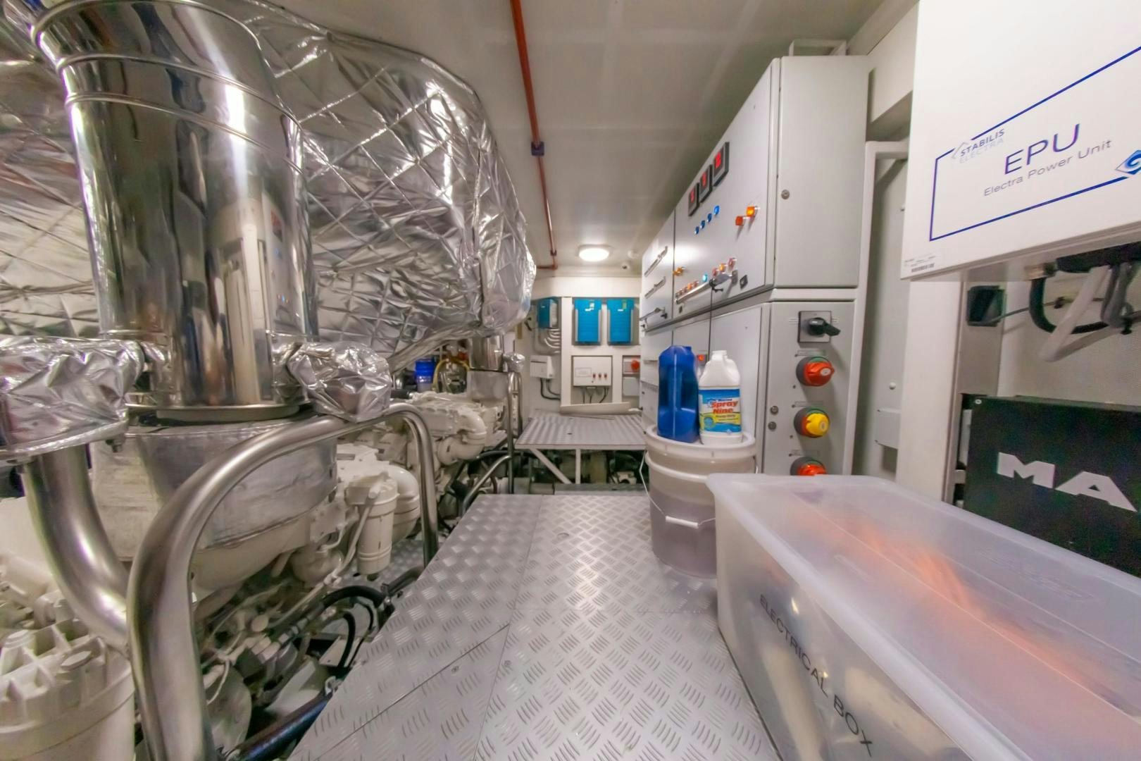 a large industrial machine aboard RINA Yacht for Sale