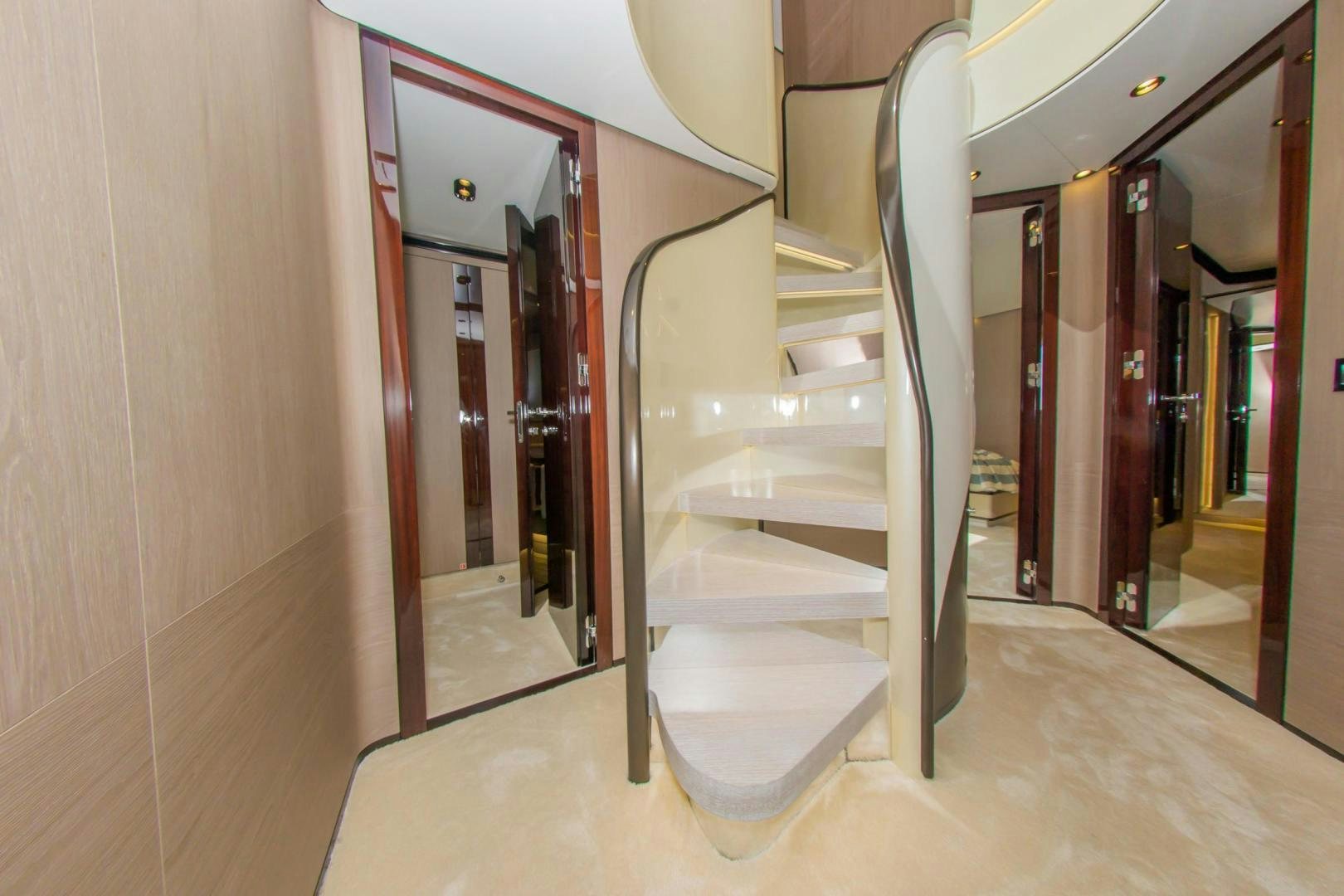 a room with several doors aboard RINA Yacht for Sale