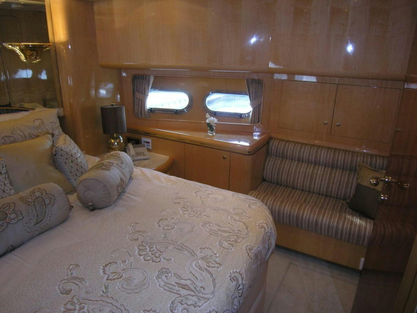 a bed in a cabin aboard BALOZI Yacht for Sale