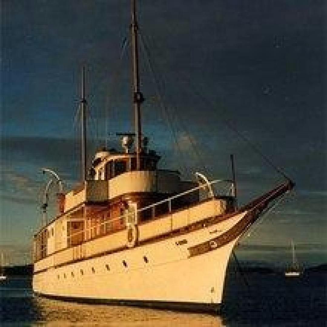 a large ship in the water aboard EL PRIMERO Yacht for Sale