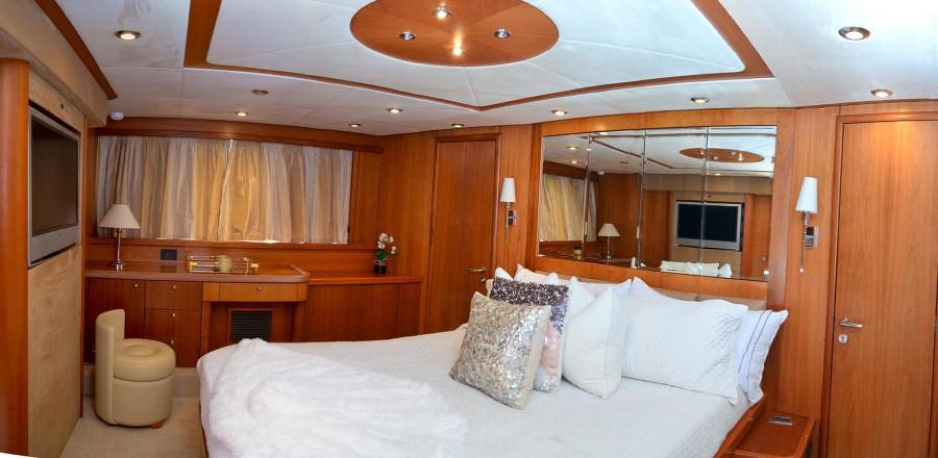 a bed in a room aboard PEARL Yacht for Sale
