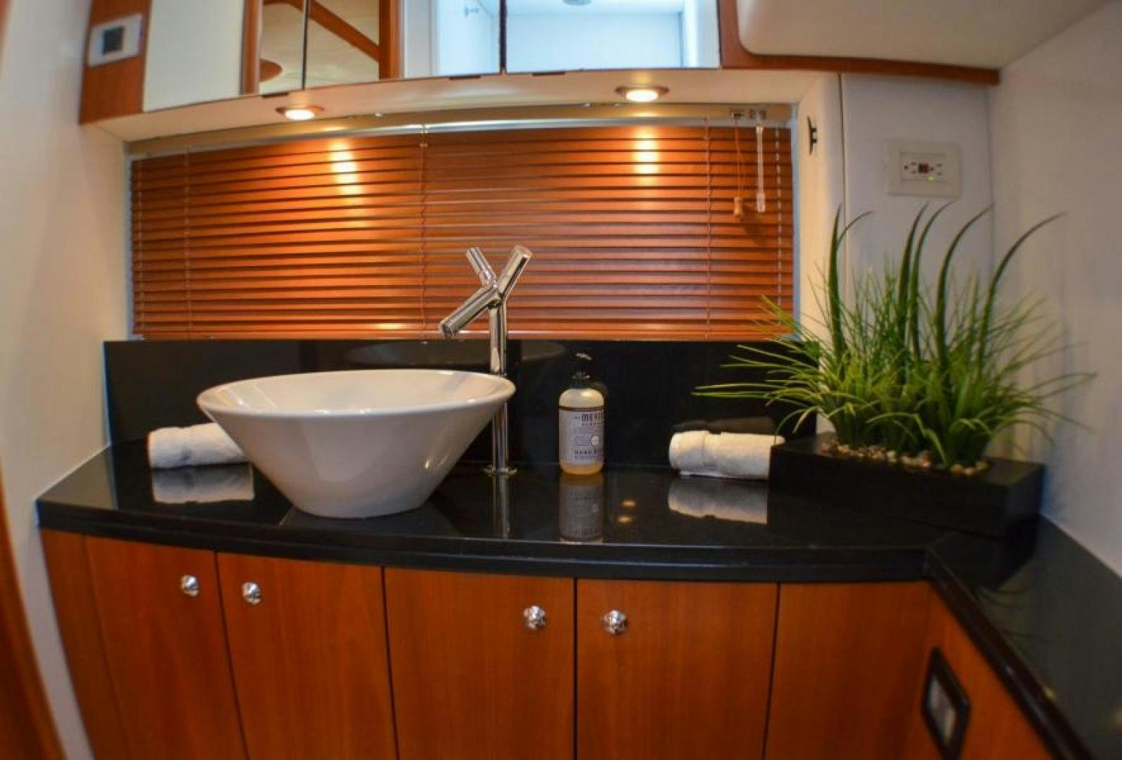 a sink and a plant in a bathroom aboard PEARL Yacht for Sale