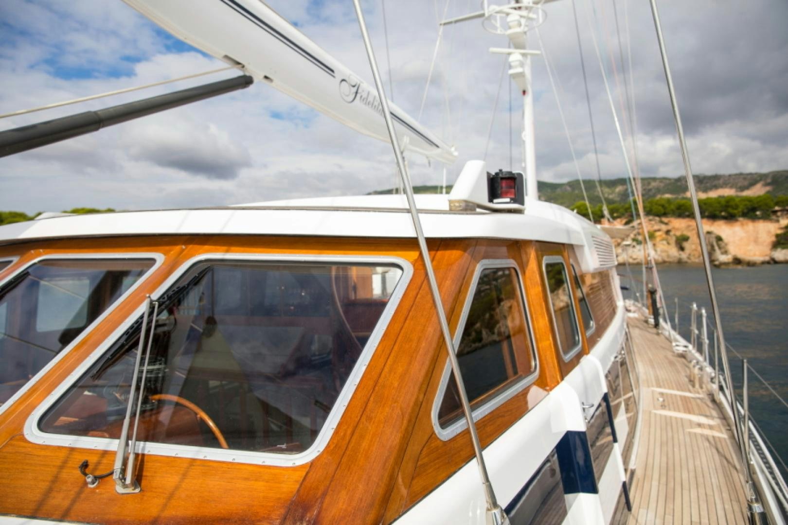 a boat on the water aboard FIDELITAS Yacht for Sale