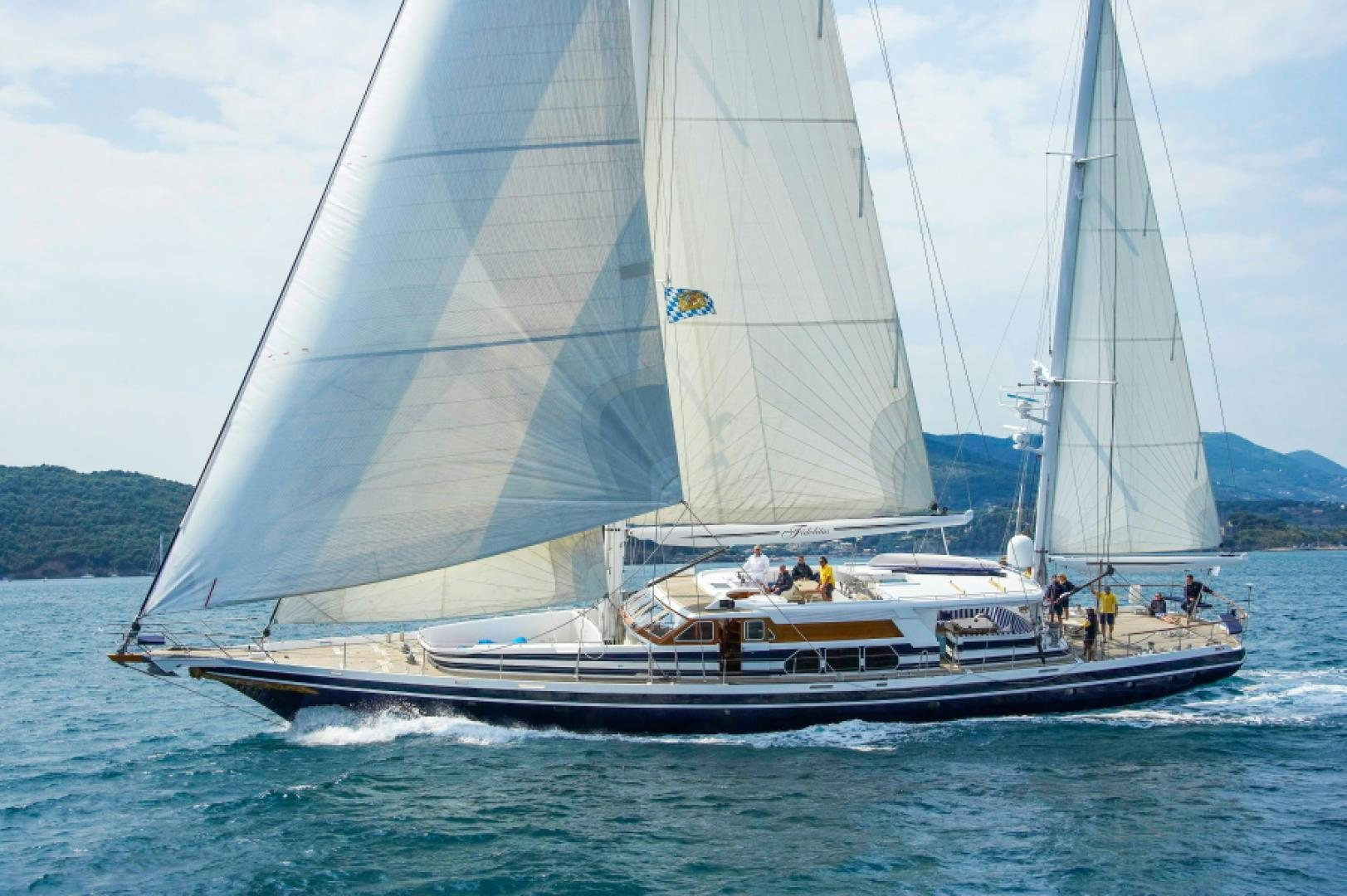 a boat with people on it aboard FIDELITAS Yacht for Sale
