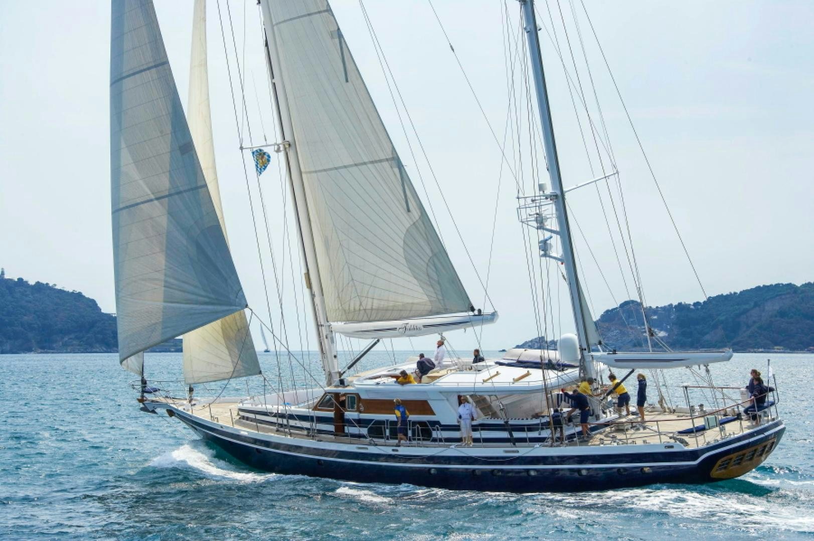 a sailboat on the water aboard FIDELITAS Yacht for Sale