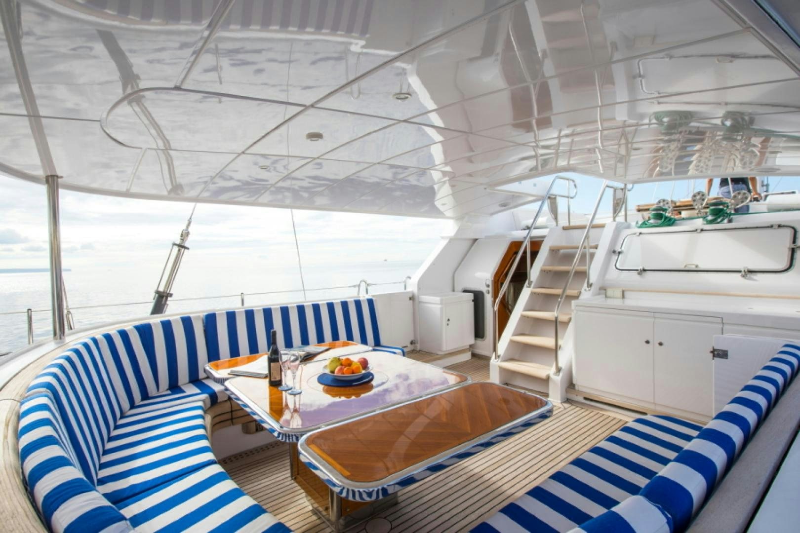 a room with a table and chairs aboard FIDELITAS Yacht for Sale