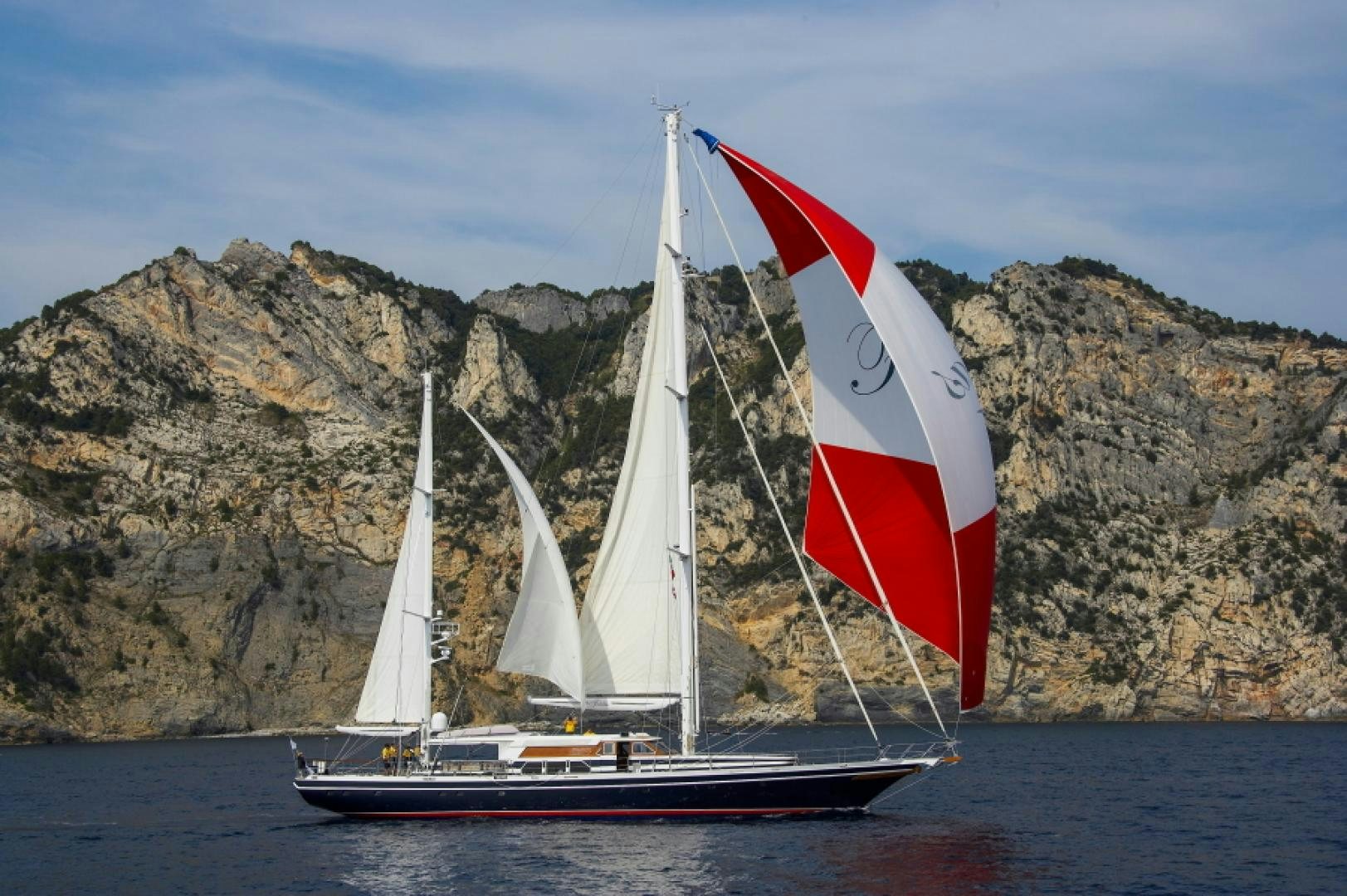 a sailboat on the water aboard FIDELITAS Yacht for Sale