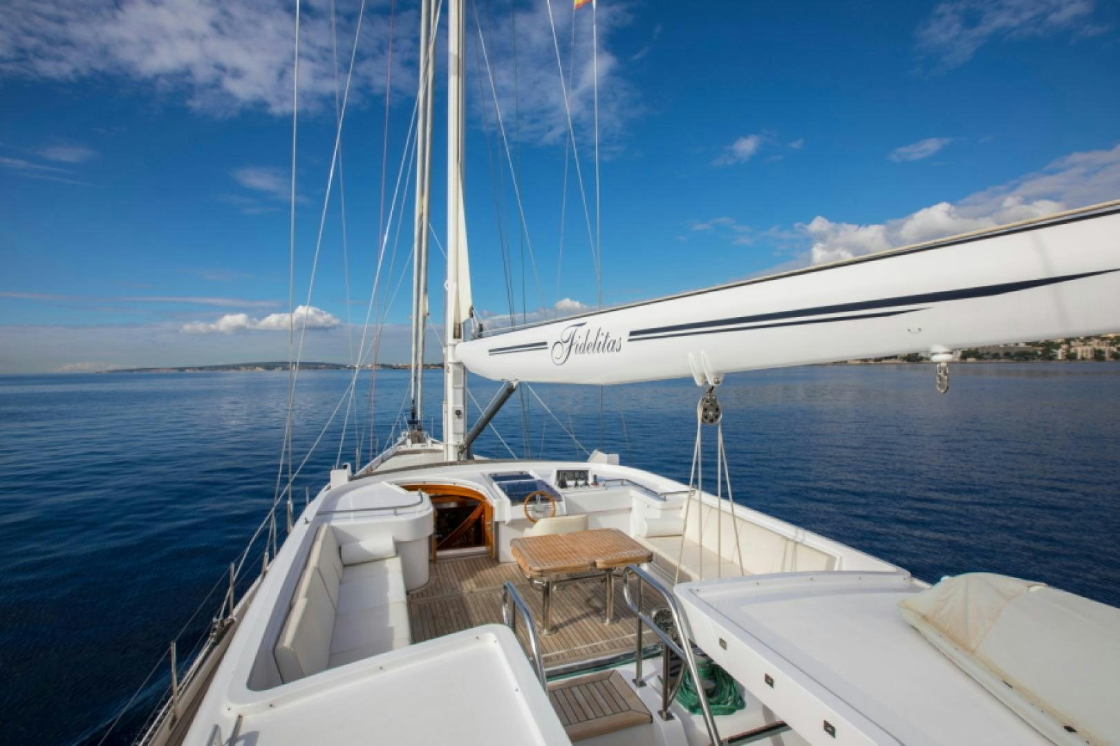 a boat on the water aboard FIDELITAS Yacht for Sale