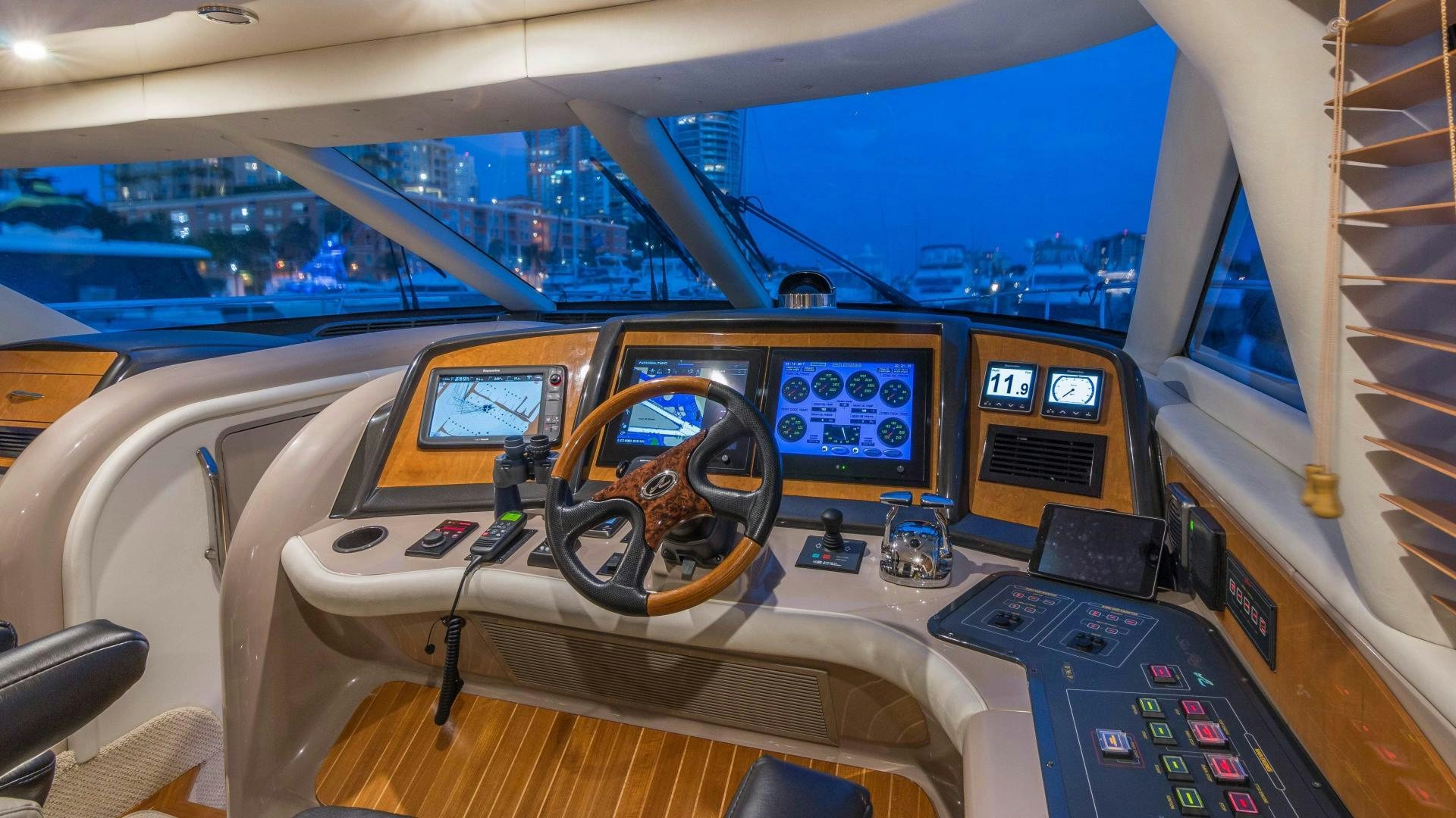 inside of a car aboard XANADU Yacht for Sale