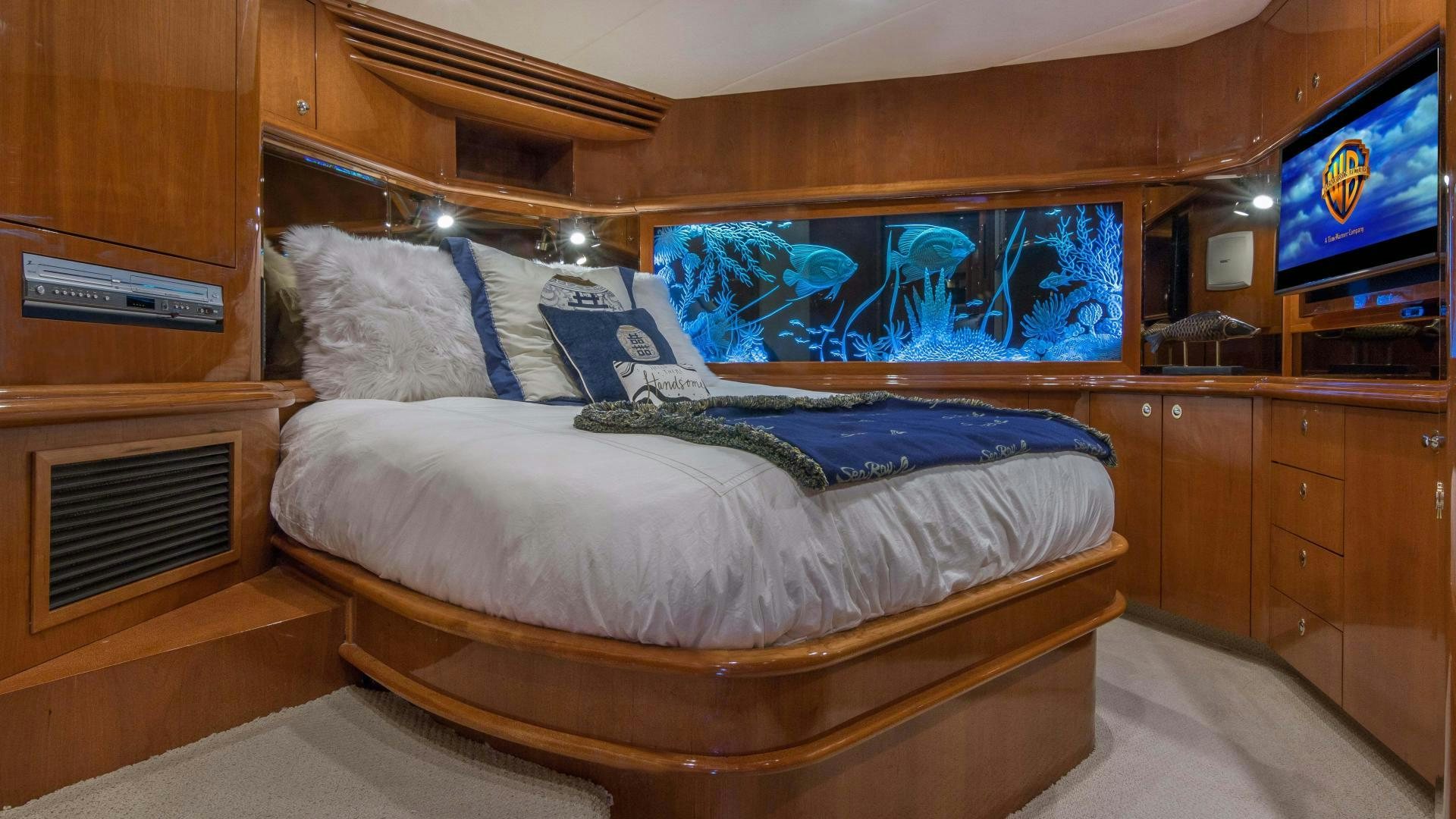 a bed in a cabin aboard XANADU Yacht for Sale