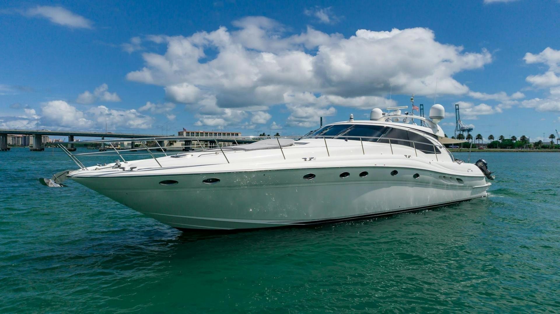 a white boat in the water aboard XANADU Yacht for Sale