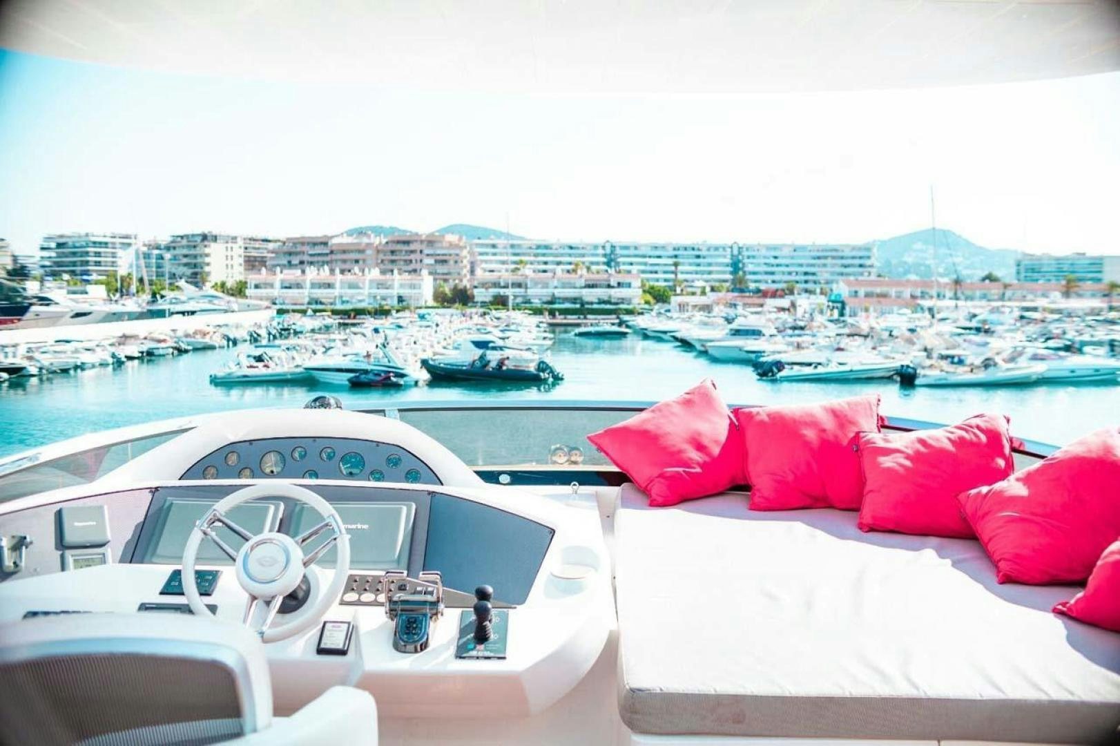 a boat with pink pillows aboard LI-JOR Yacht for Sale