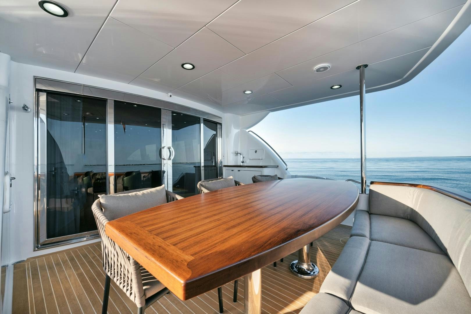 a table on a boat aboard EMMY Yacht for Sale