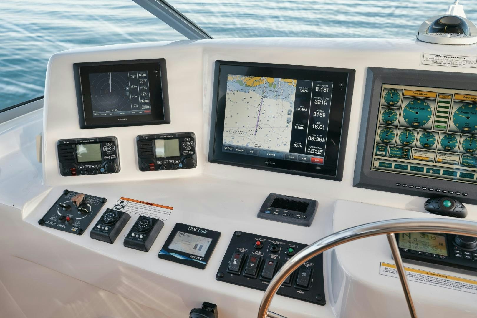 a group of electronic devices aboard EMMY Yacht for Sale