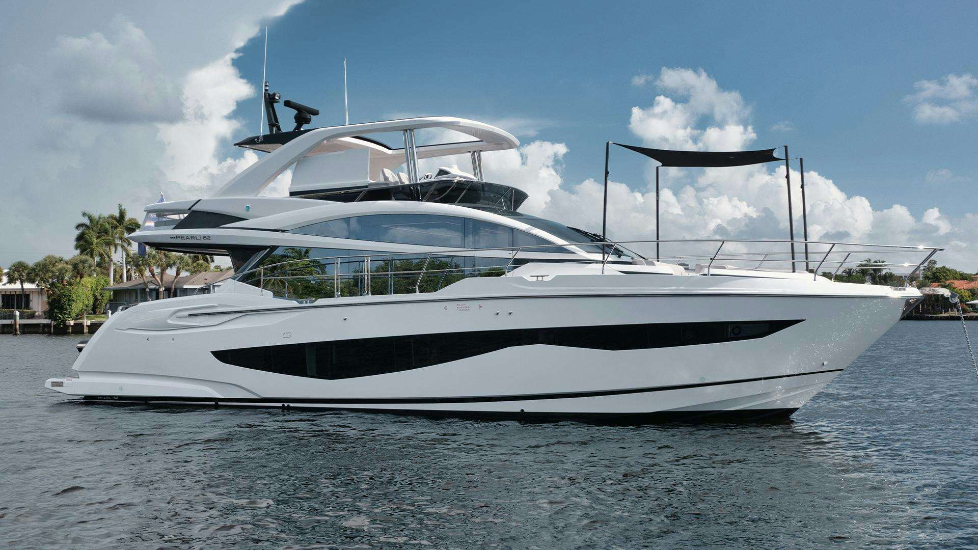 a white yacht on the water aboard 62 PEARL 2022 Yacht for Sale