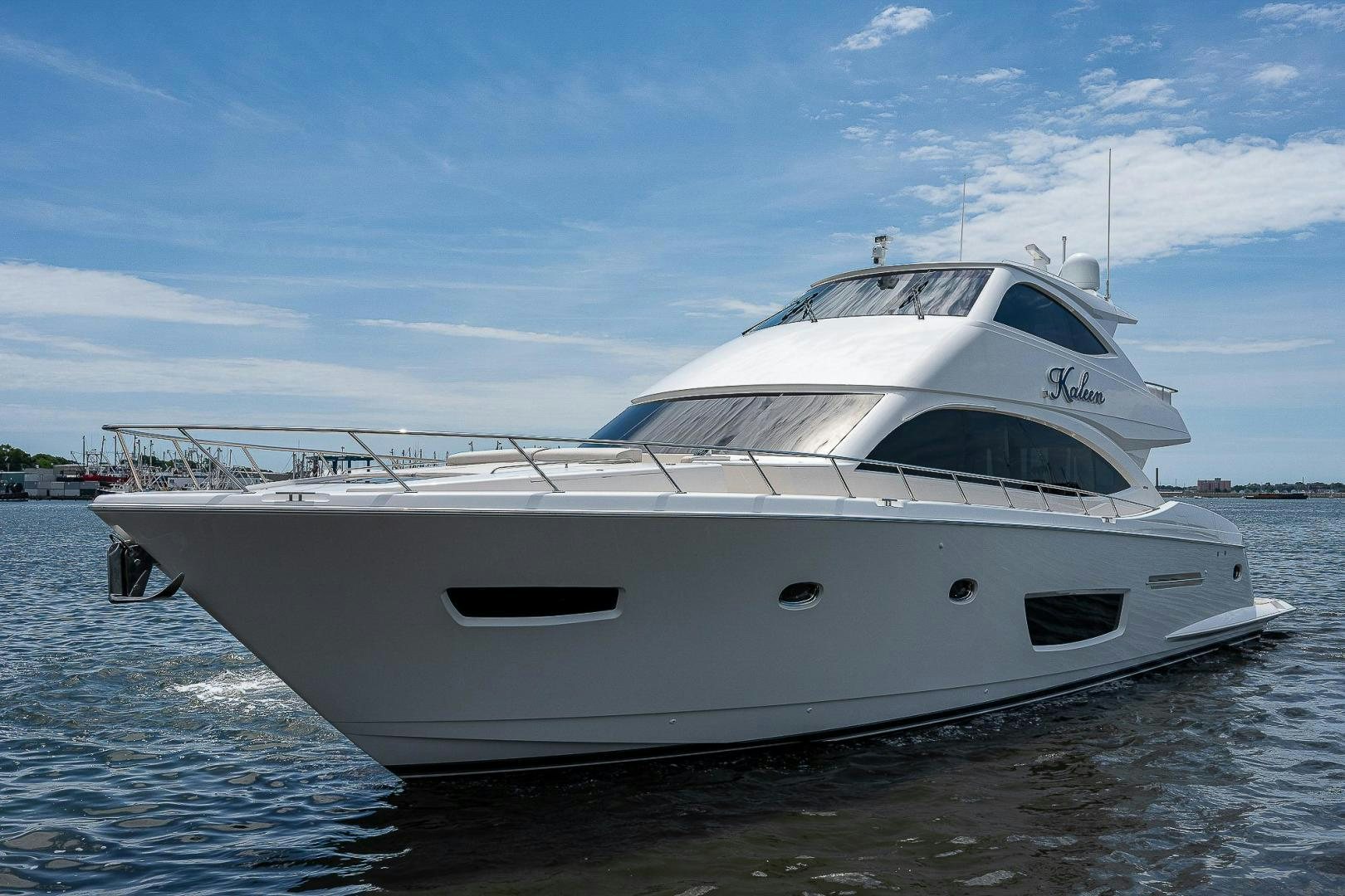 a white yacht on the water aboard KALEEN Yacht for Sale