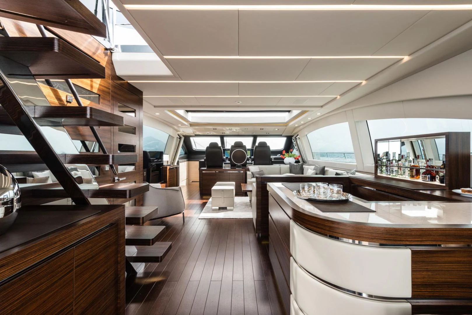 inside of a building with wooden floors aboard WINGS SPREAD Yacht for Sale