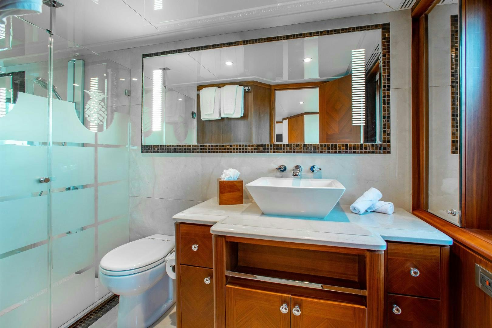 a bathroom with a sink and a toilet aboard TRINITY Yacht for Sale
