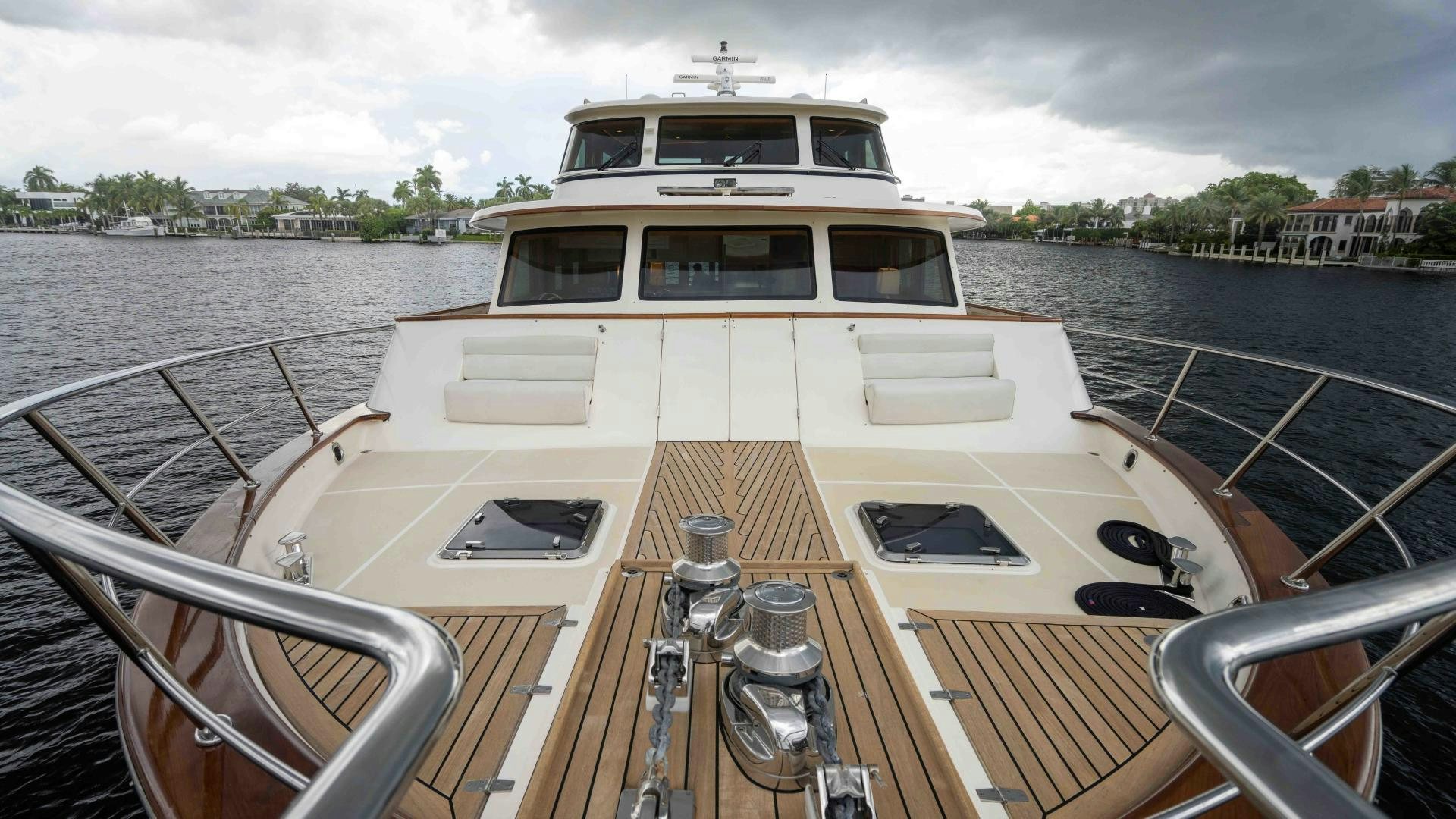 a boat on a river aboard NEVER MY LOVE Yacht for Sale