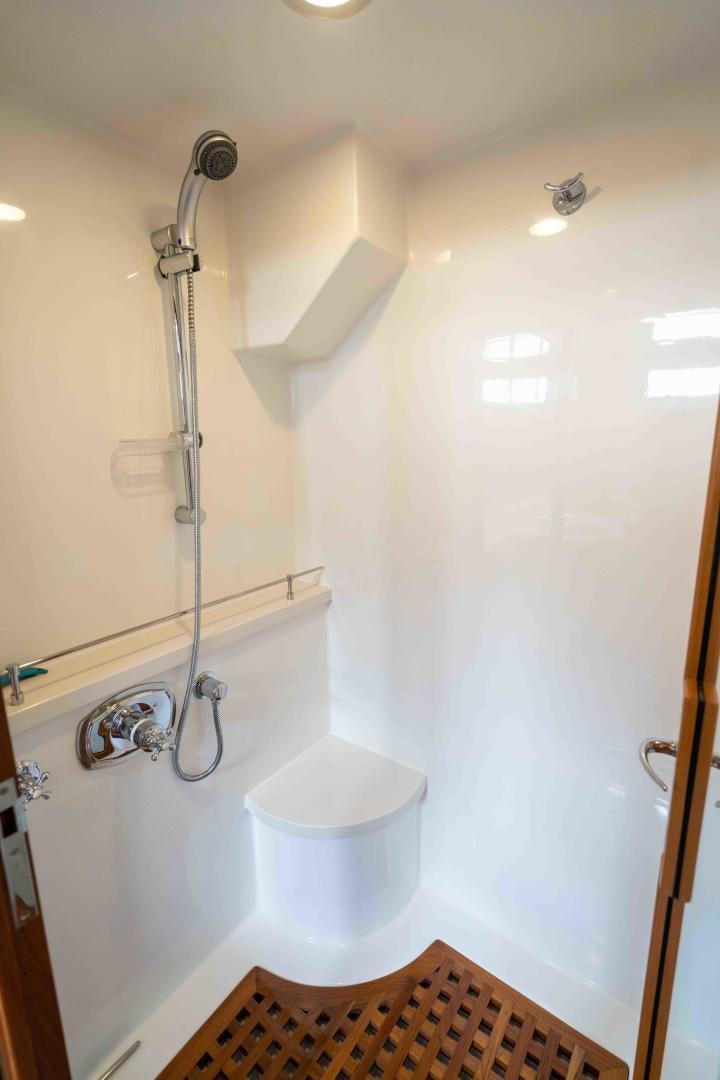 a shower with a bucket and a bucket aboard NEVER MY LOVE Yacht for Sale