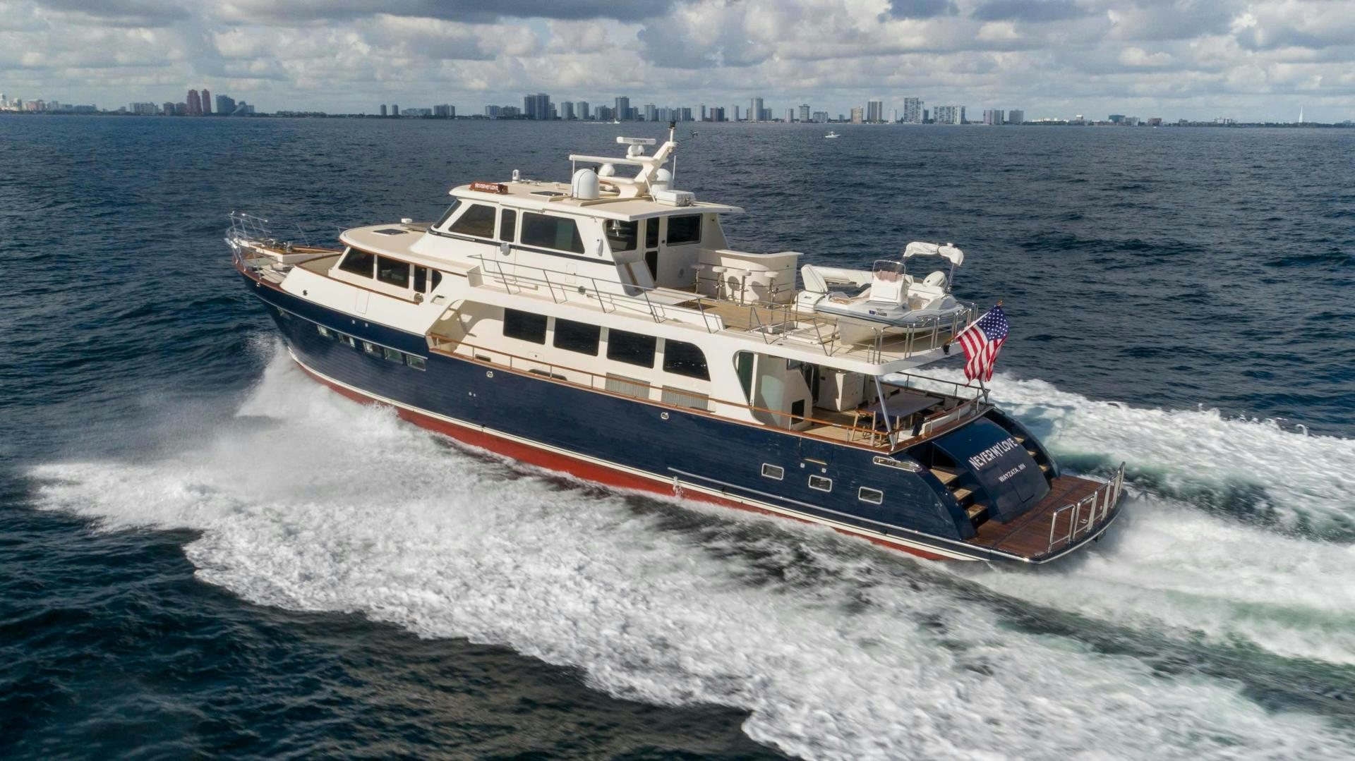 a boat on the water aboard NEVER MY LOVE Yacht for Sale