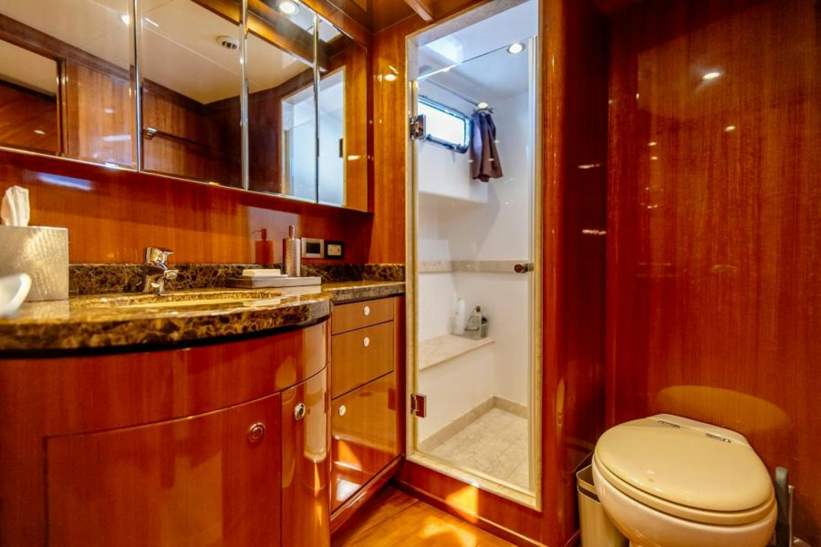 a bathroom with a sink and a toilet aboard LODESTAR Yacht for Sale