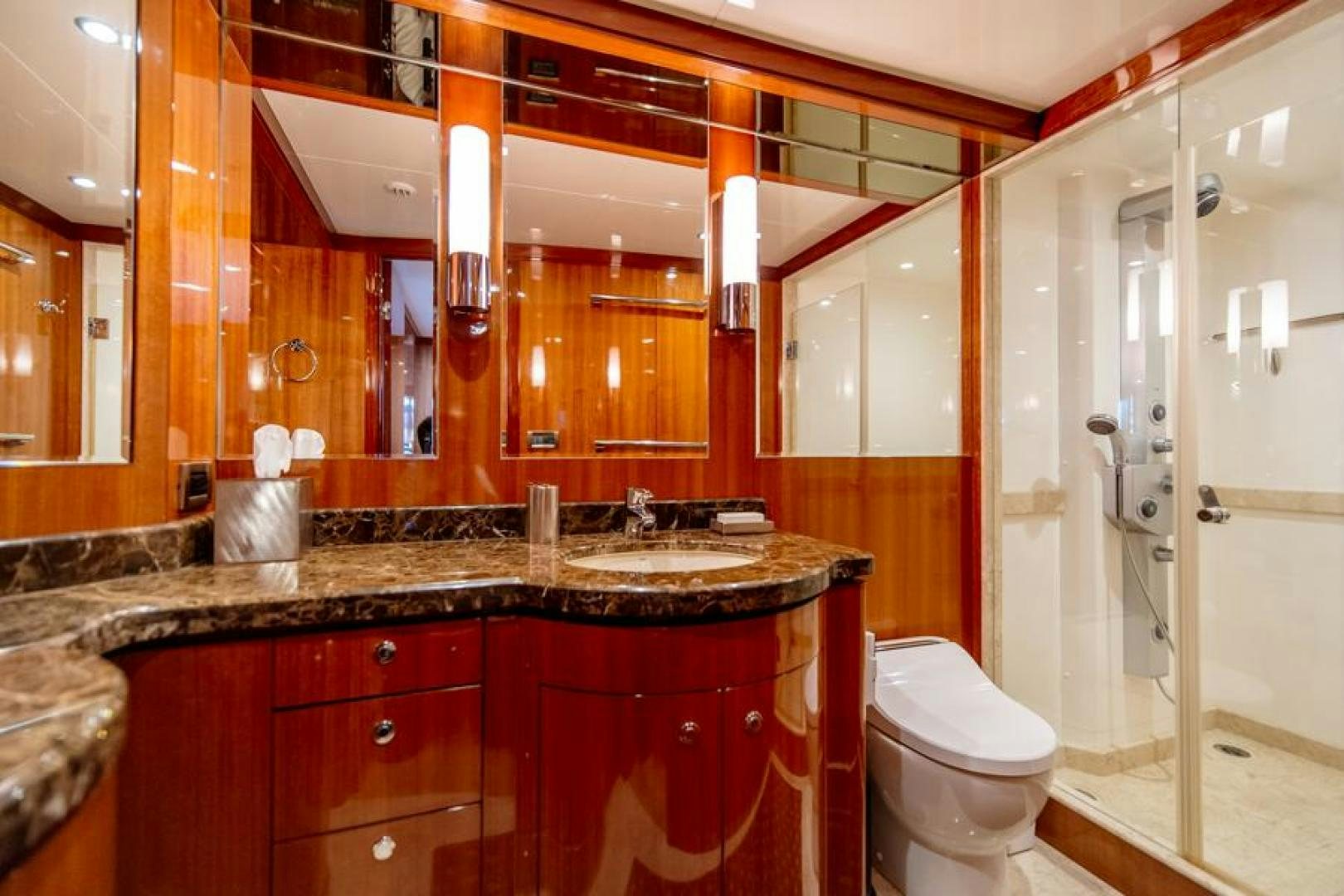 a bathroom with a large countertop aboard LODESTAR Yacht for Sale