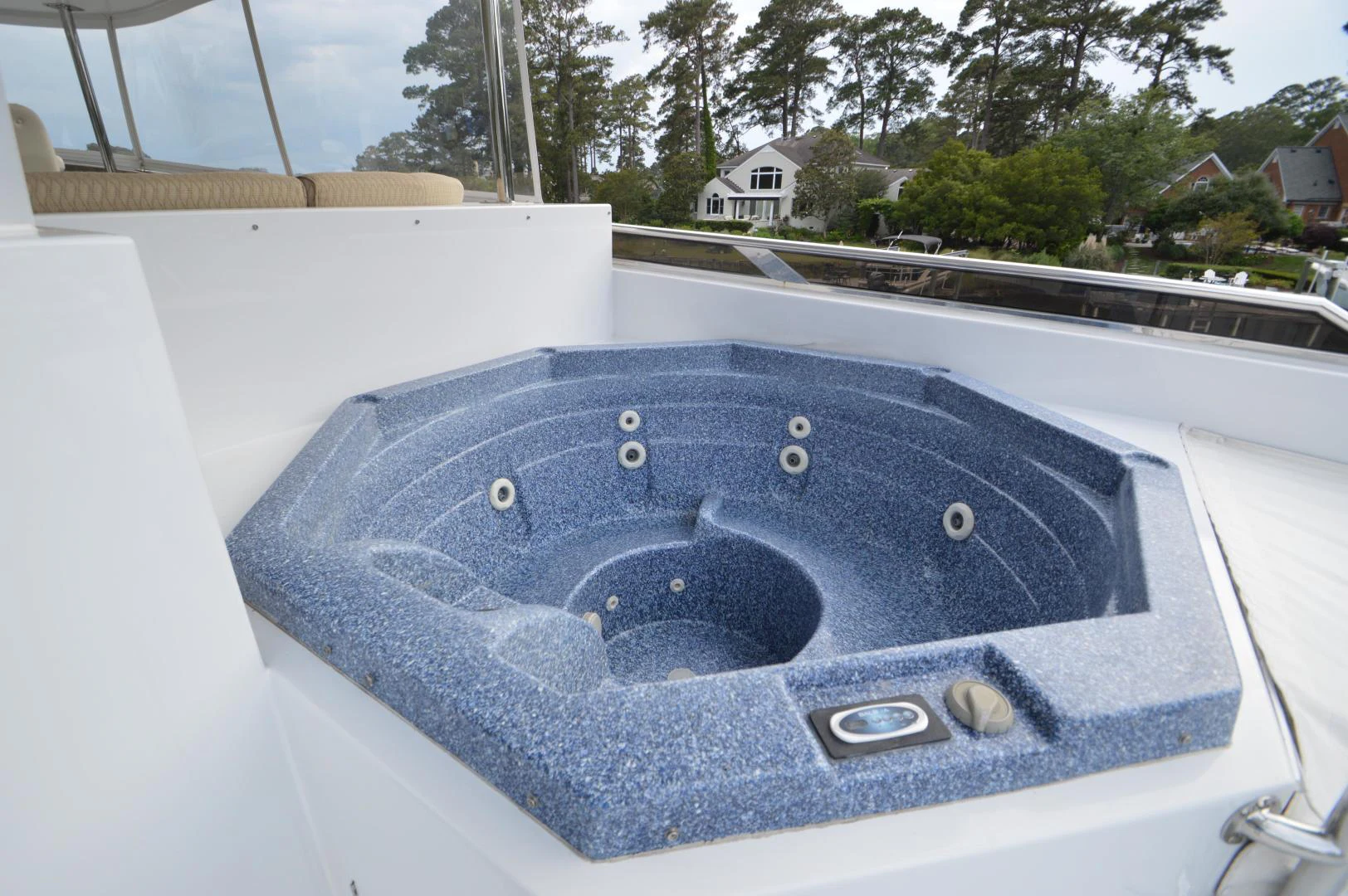 a blue pool with water droplets on it aboard JOAN'S ARK Yacht for Sale