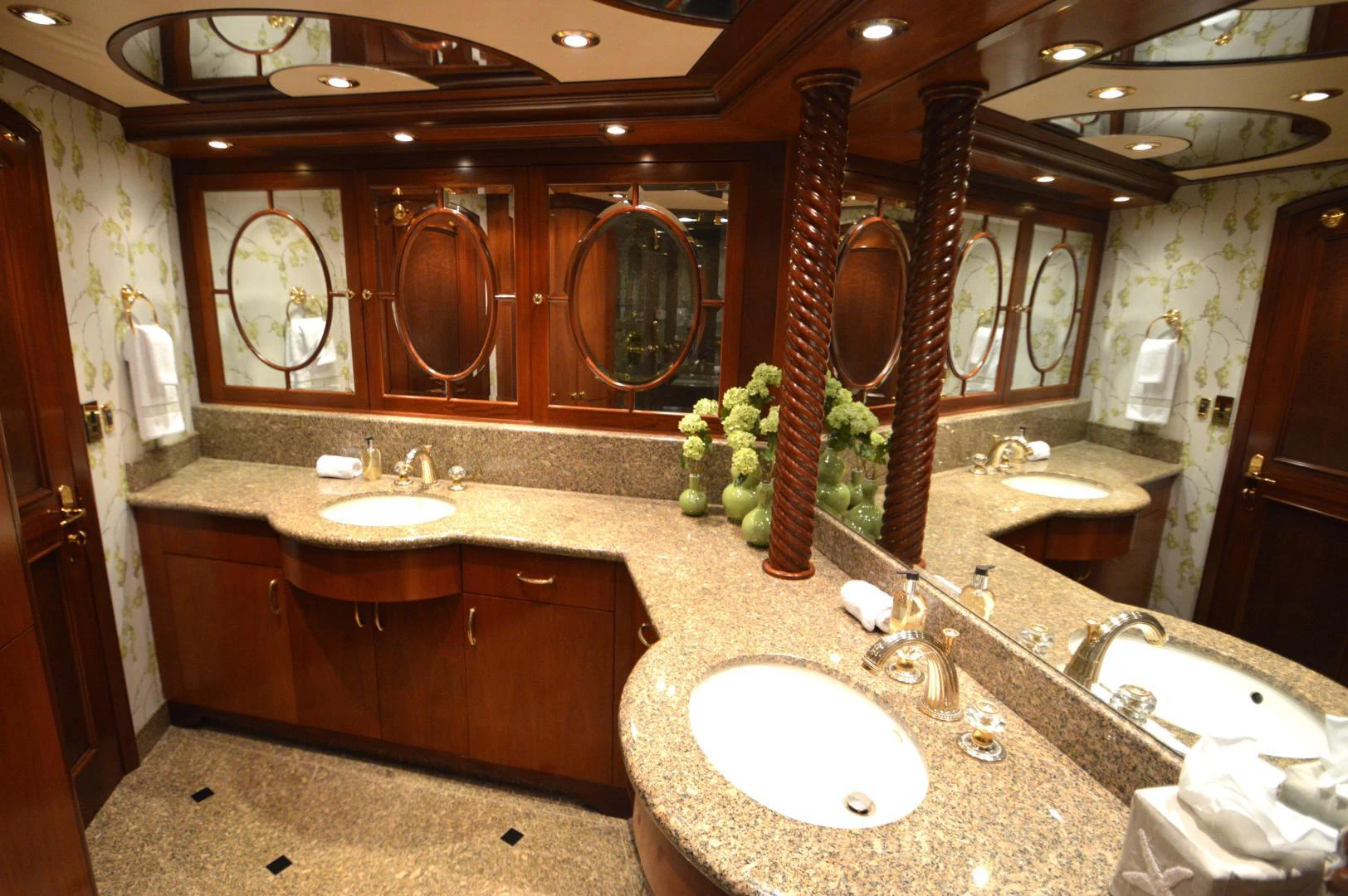 a bathroom with two sinks aboard JOAN'S ARK Yacht for Sale