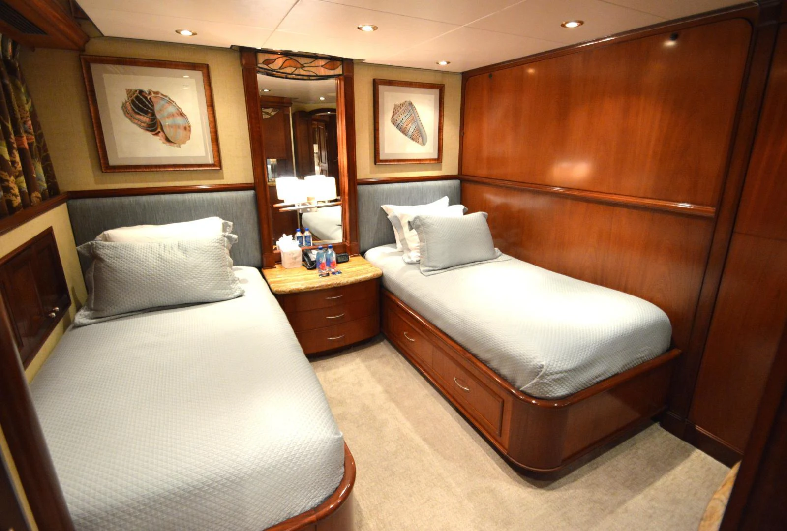 a room with two beds aboard JOAN'S ARK Yacht for Sale