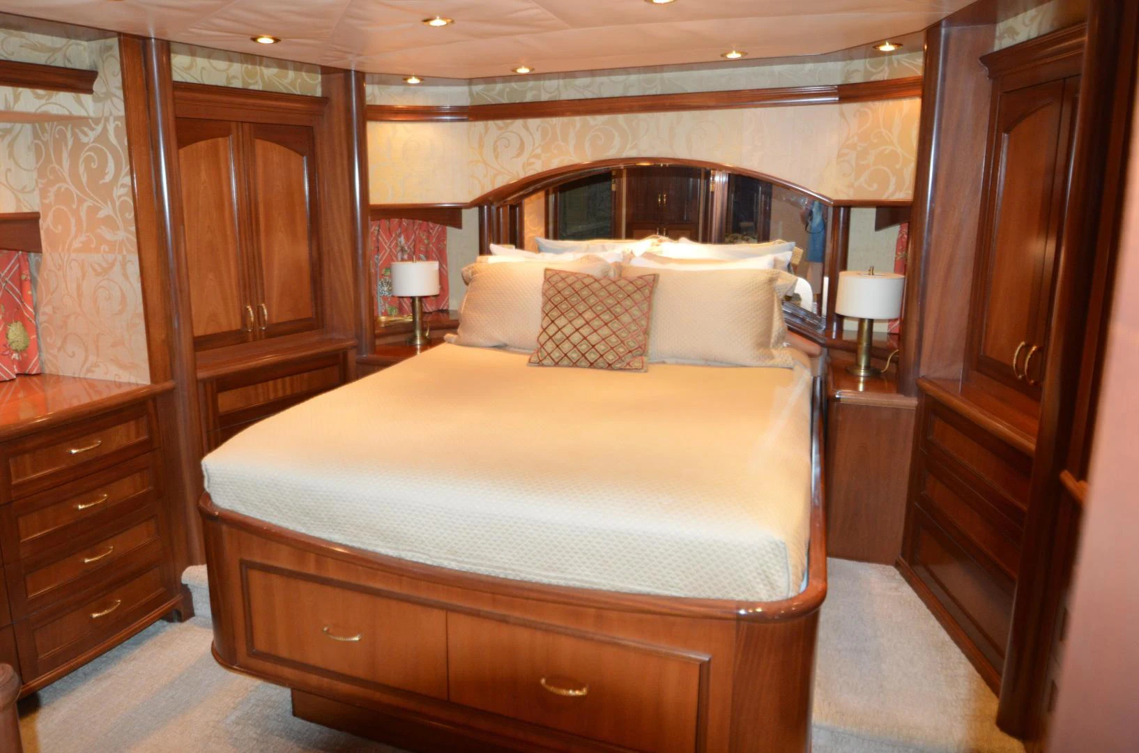 a bed in a room aboard JOAN'S ARK Yacht for Sale