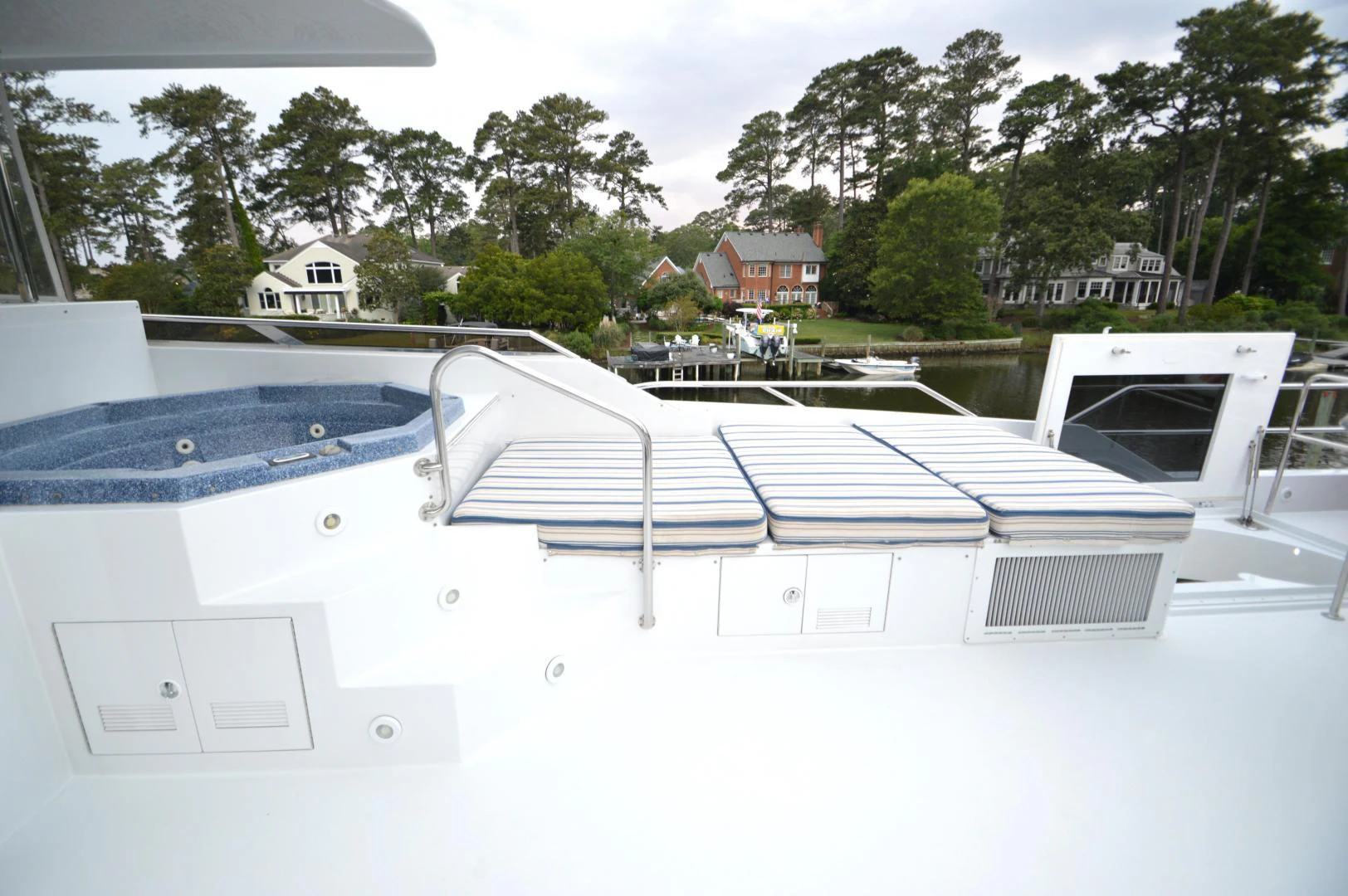 a roof with solar panels aboard JOAN'S ARK Yacht for Sale