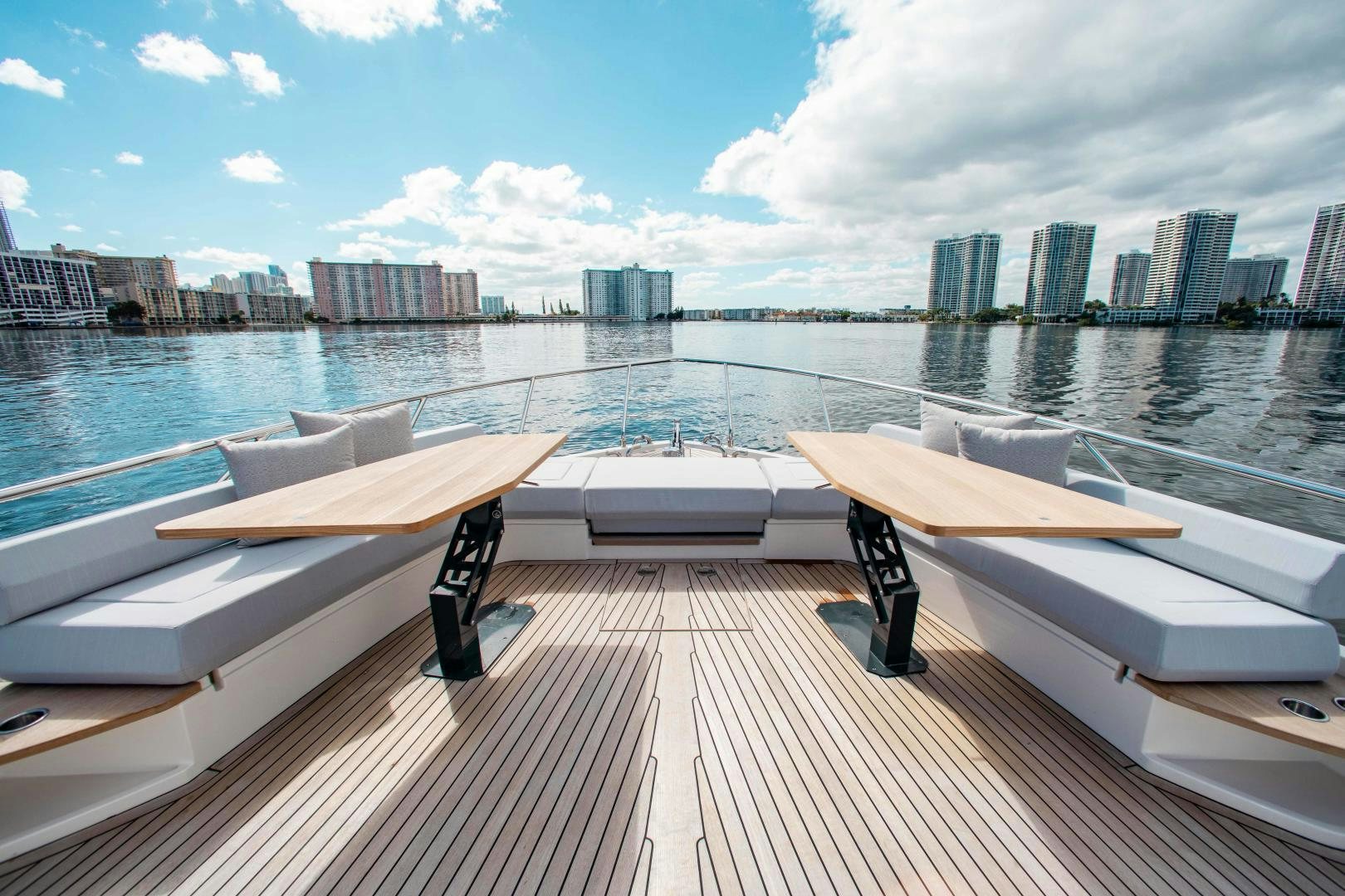 a boat on the water aboard Ferretti 670 Yacht for Sale