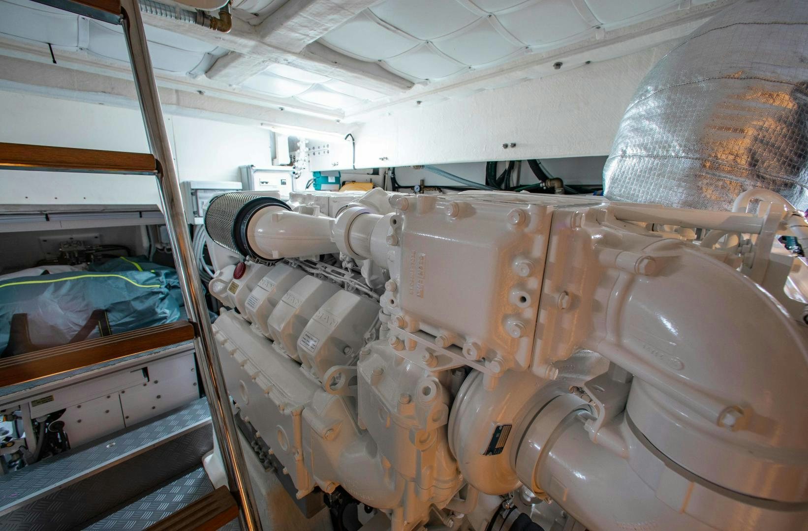 a room with pipes and tubes aboard Ferretti 670 Yacht for Sale