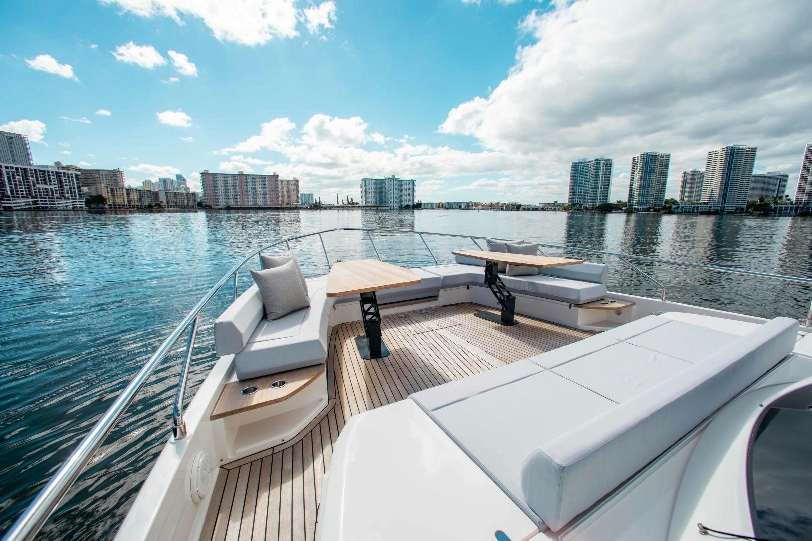 a boat on the water aboard Ferretti 670 Yacht for Sale