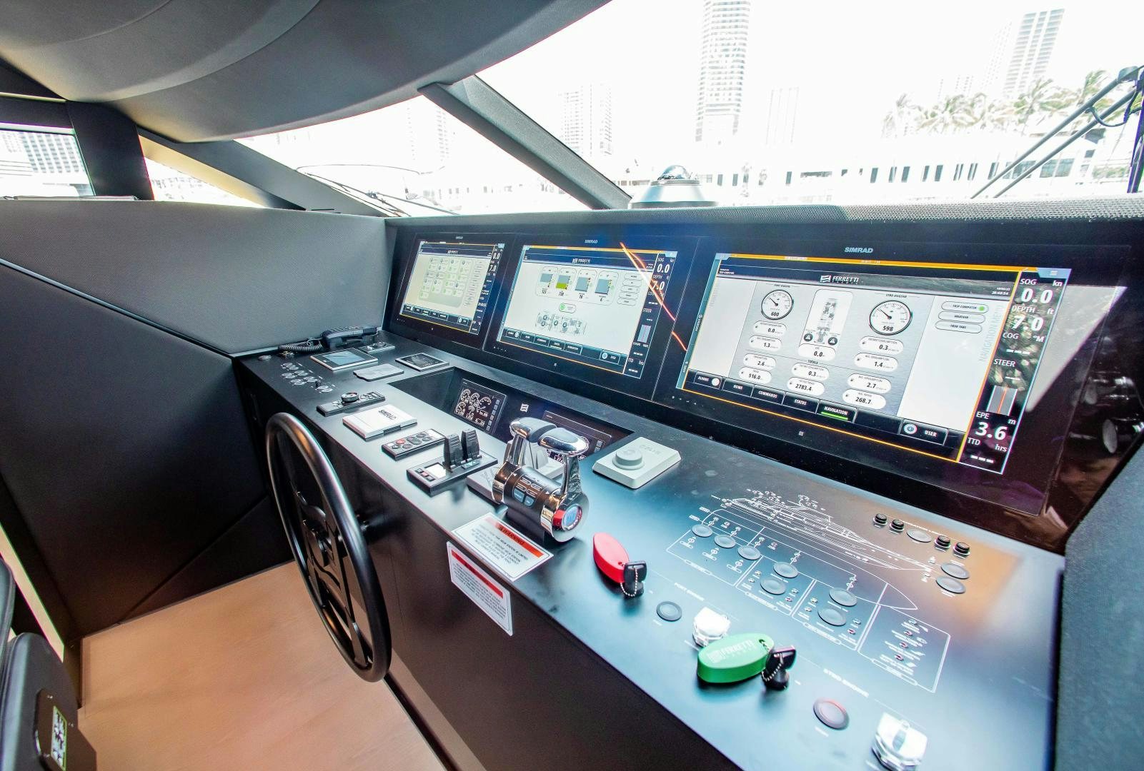a control panel of a plane aboard CRAZY Yacht for Sale