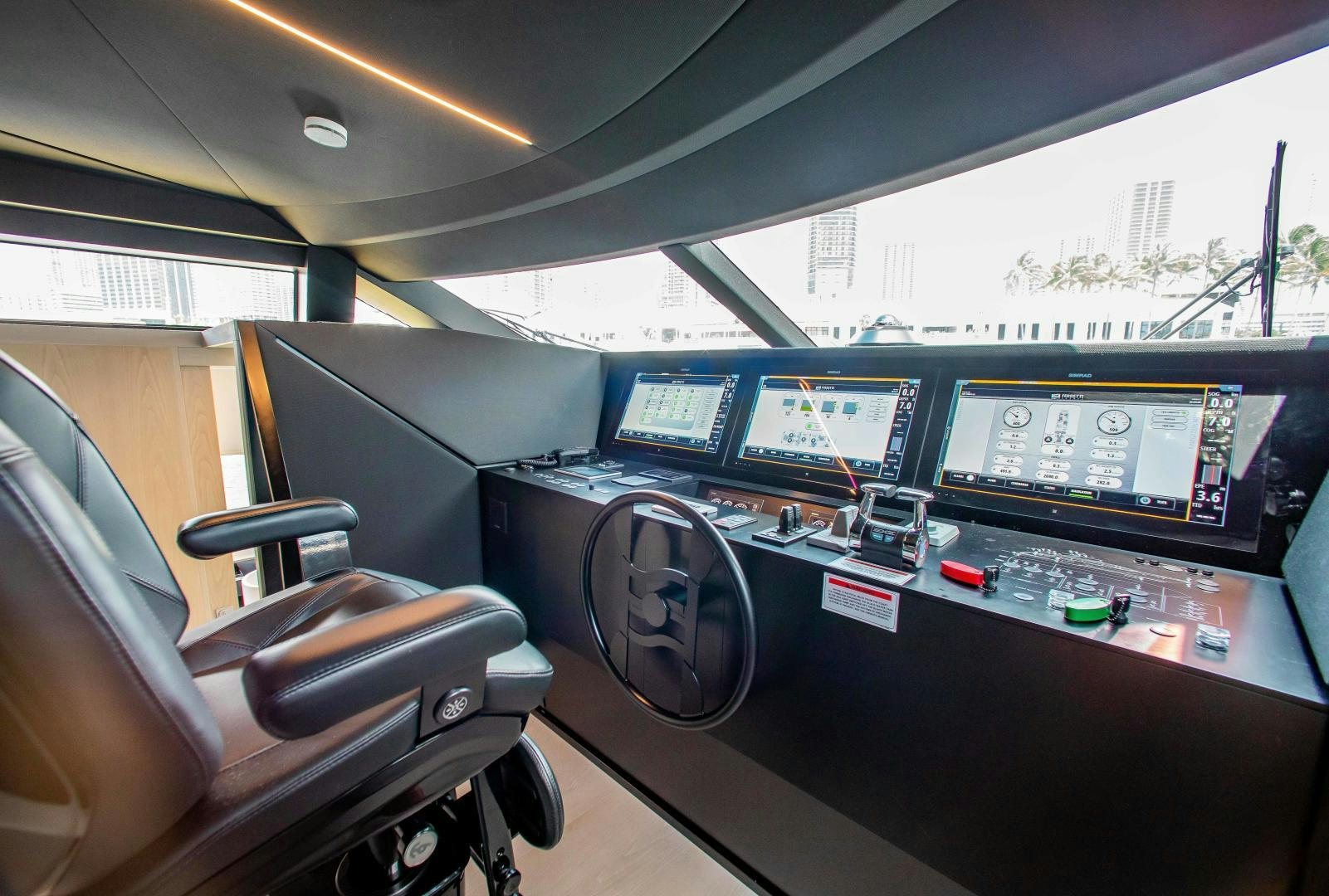 inside of a car aboard CRAZY Yacht for Sale