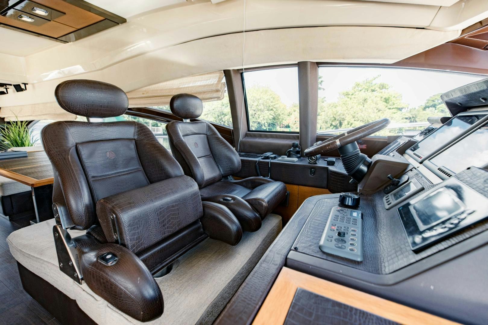 inside of a car aboard Azimut 70 Yacht for Sale